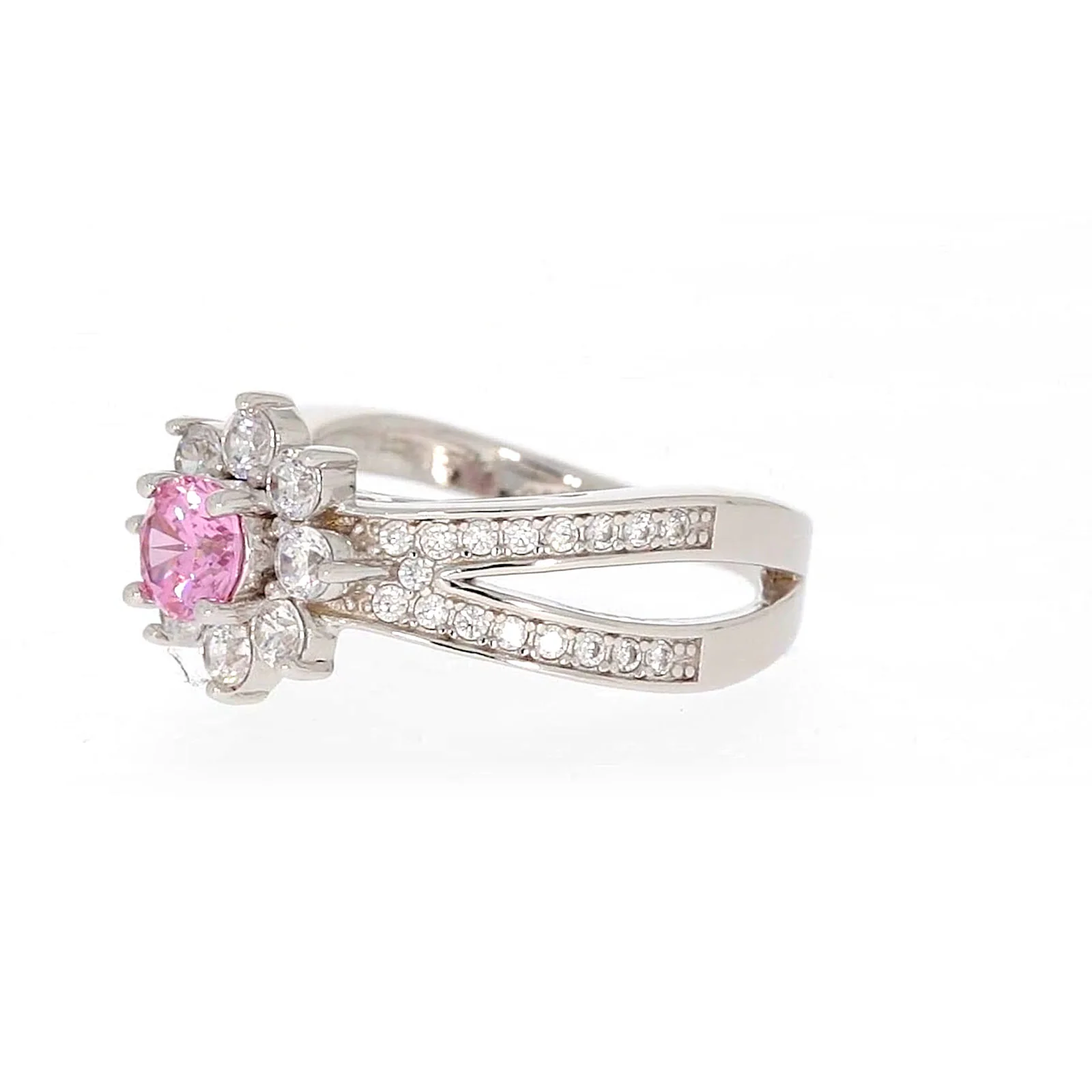Sterling Silver Pink Cubic Zirconia Ring - Image 12