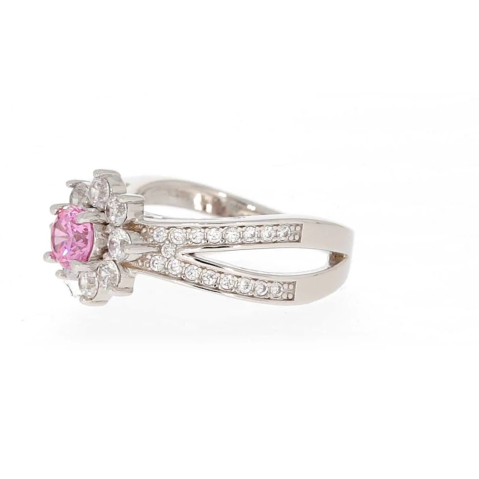 Sterling Silver Pink Cubic Zirconia Ring - Image 13