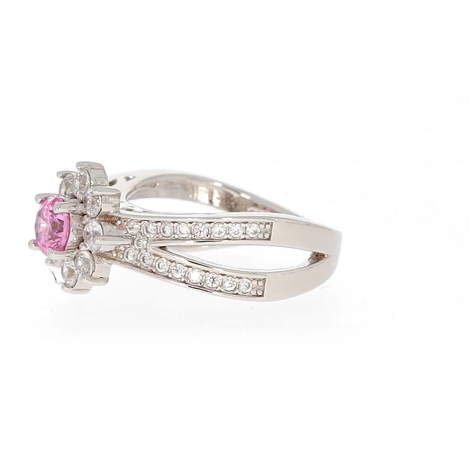 Sterling Silver Pink Cubic Zirconia Ring - Image 15