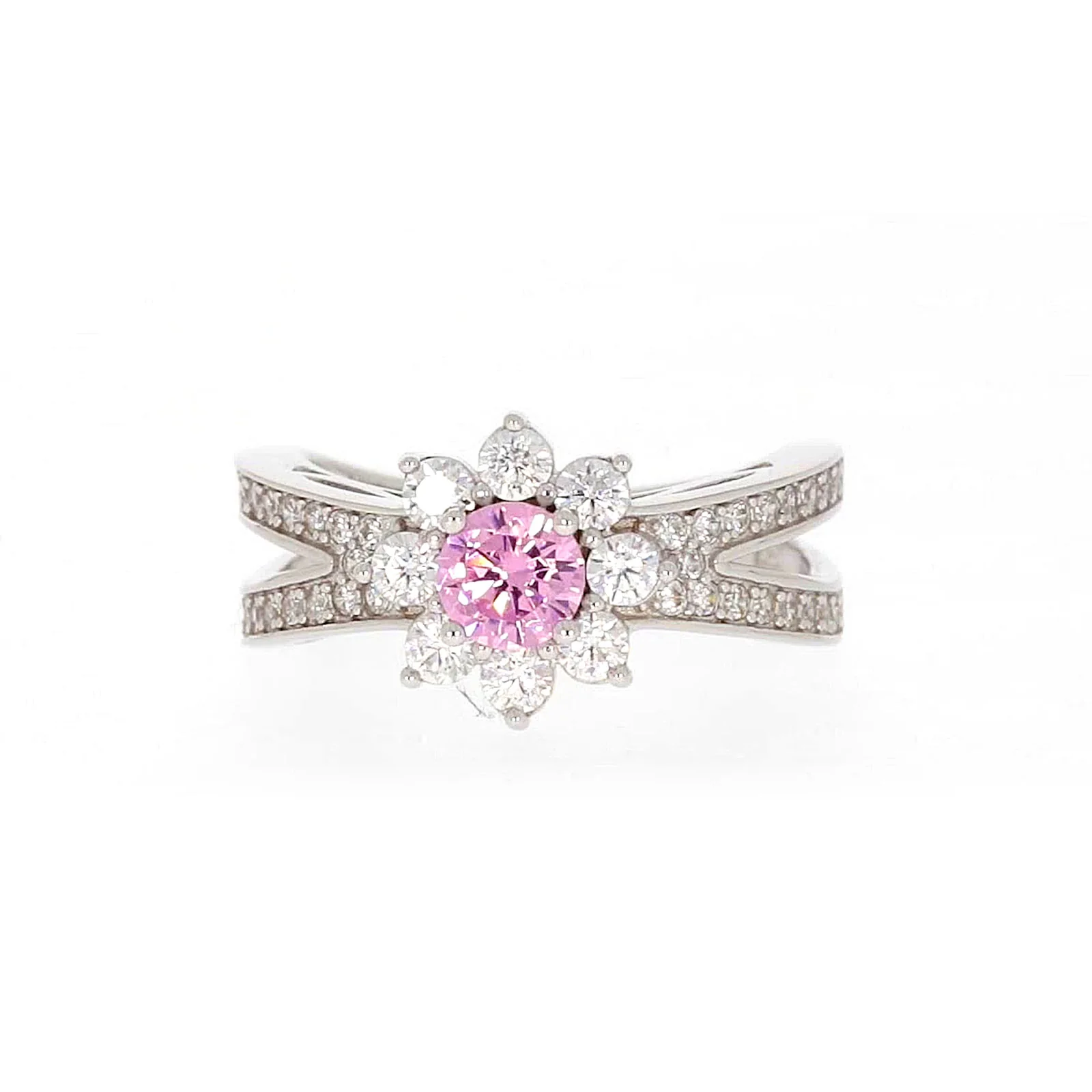 Sterling Silver Pink Cubic Zirconia Ring - Image 2