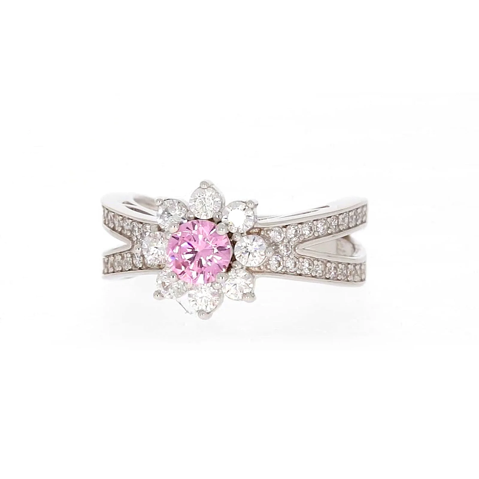 Sterling Silver Pink Cubic Zirconia Ring - Image 4