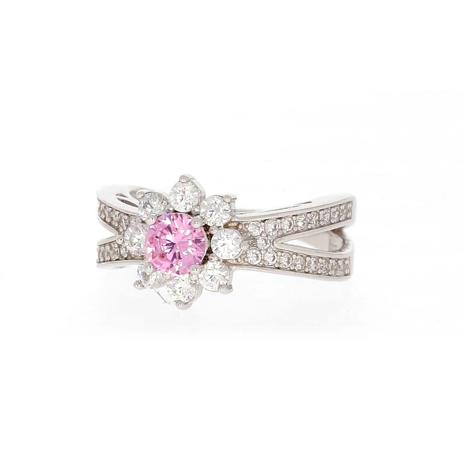 Sterling Silver Pink Cubic Zirconia Ring - Image 5