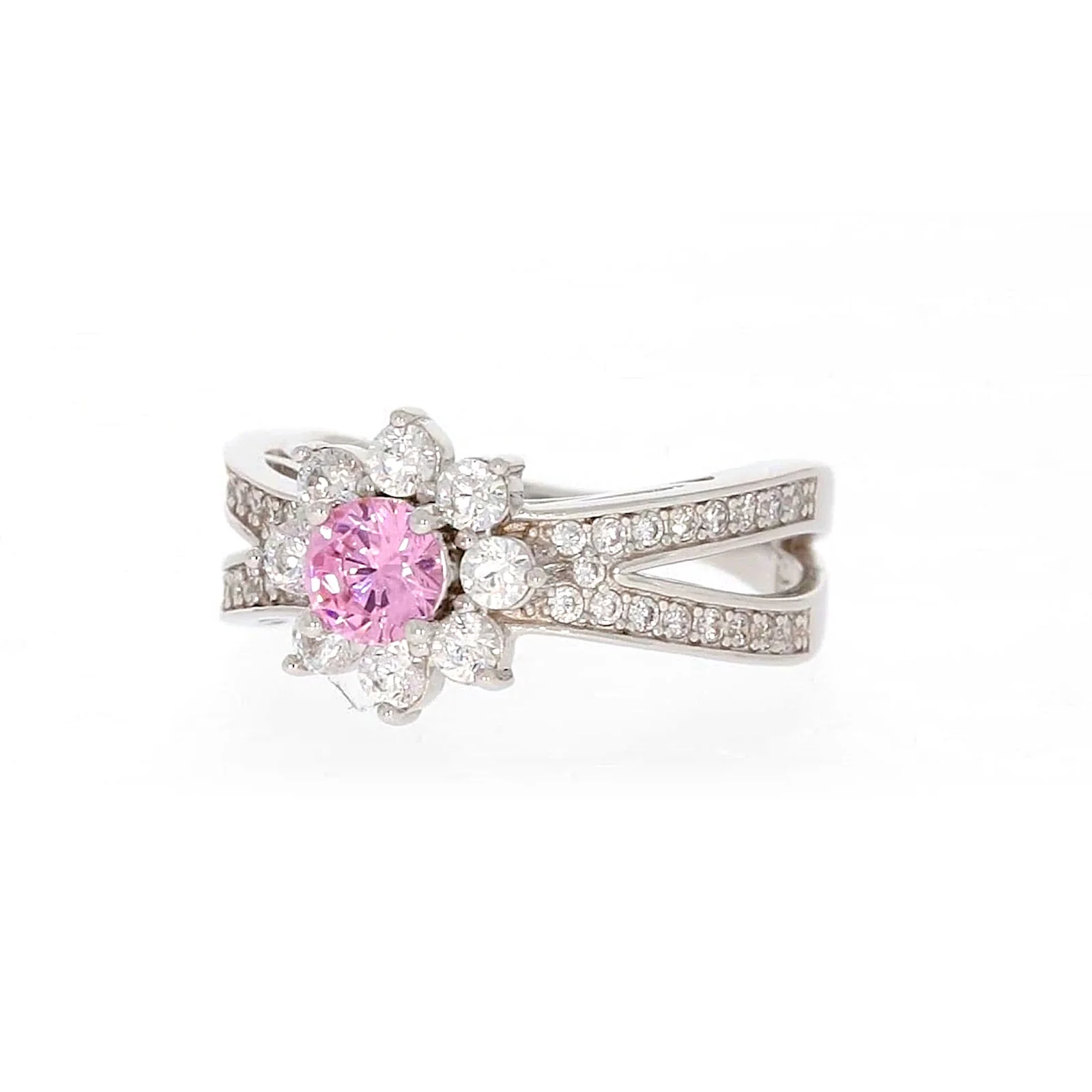 Sterling Silver Pink Cubic Zirconia Ring - Image 6