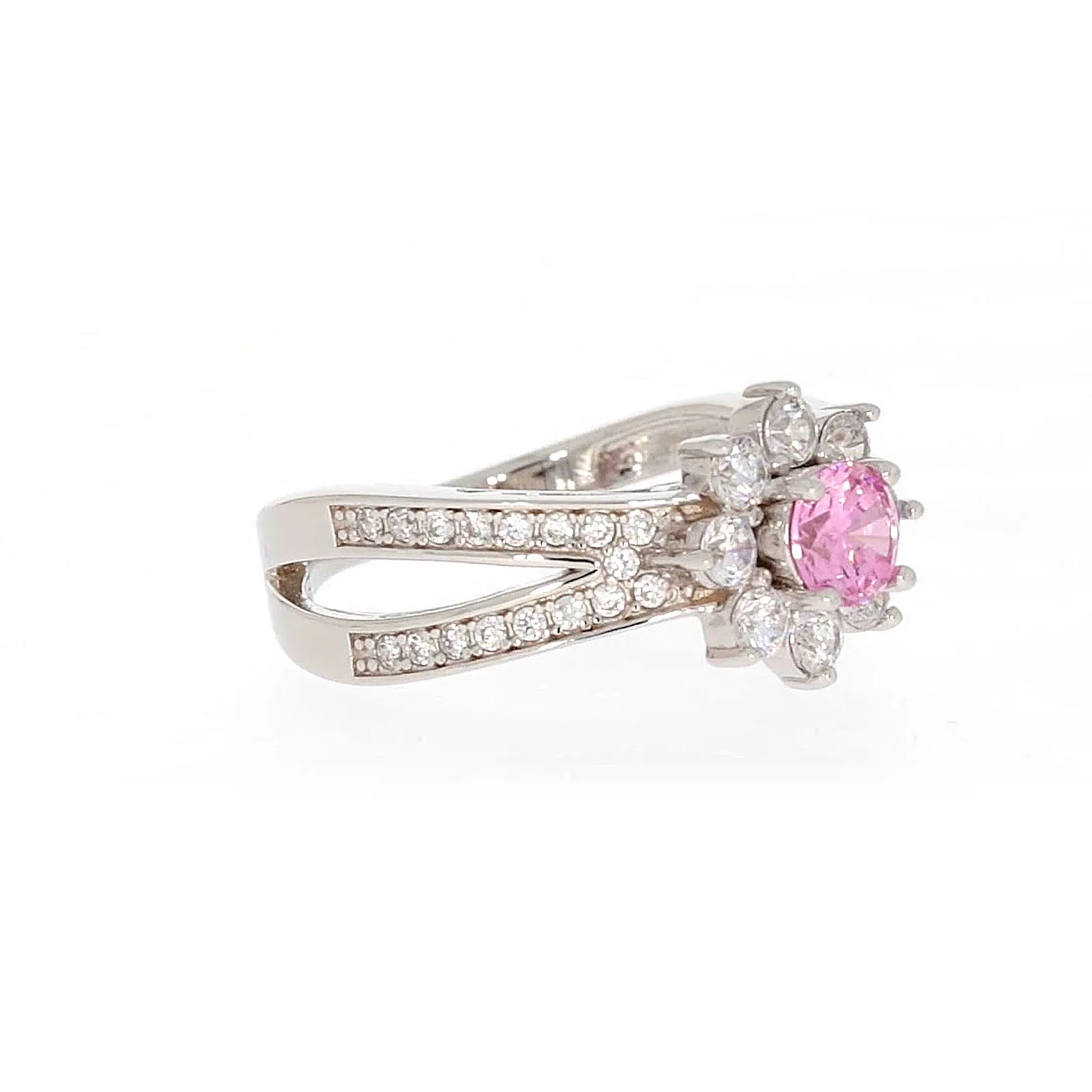 Sterling Silver Pink Cubic Zirconia Ring - Image 67