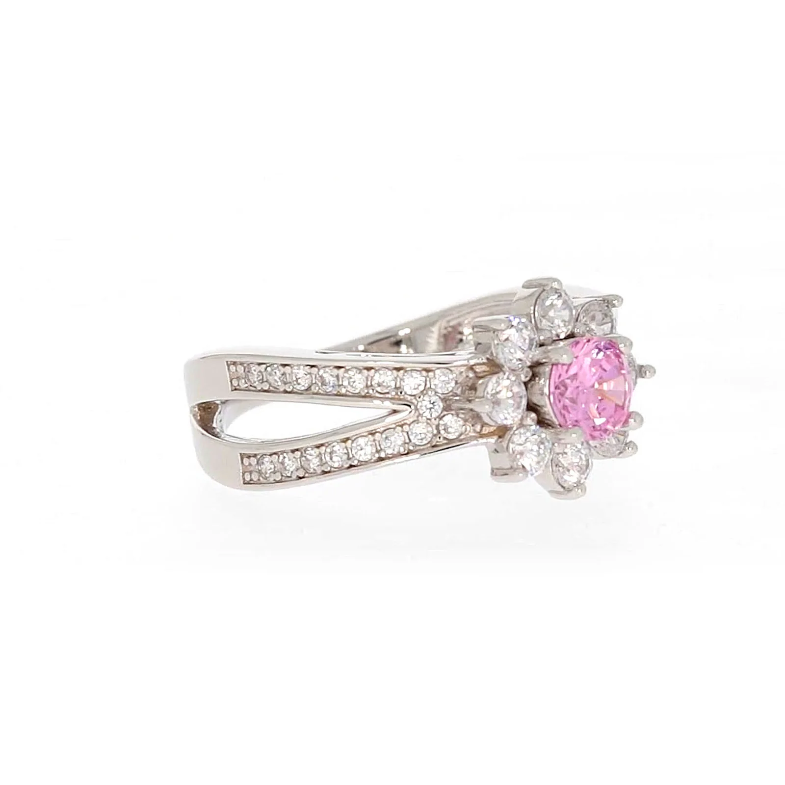 Sterling Silver Pink Cubic Zirconia Ring - Image 68