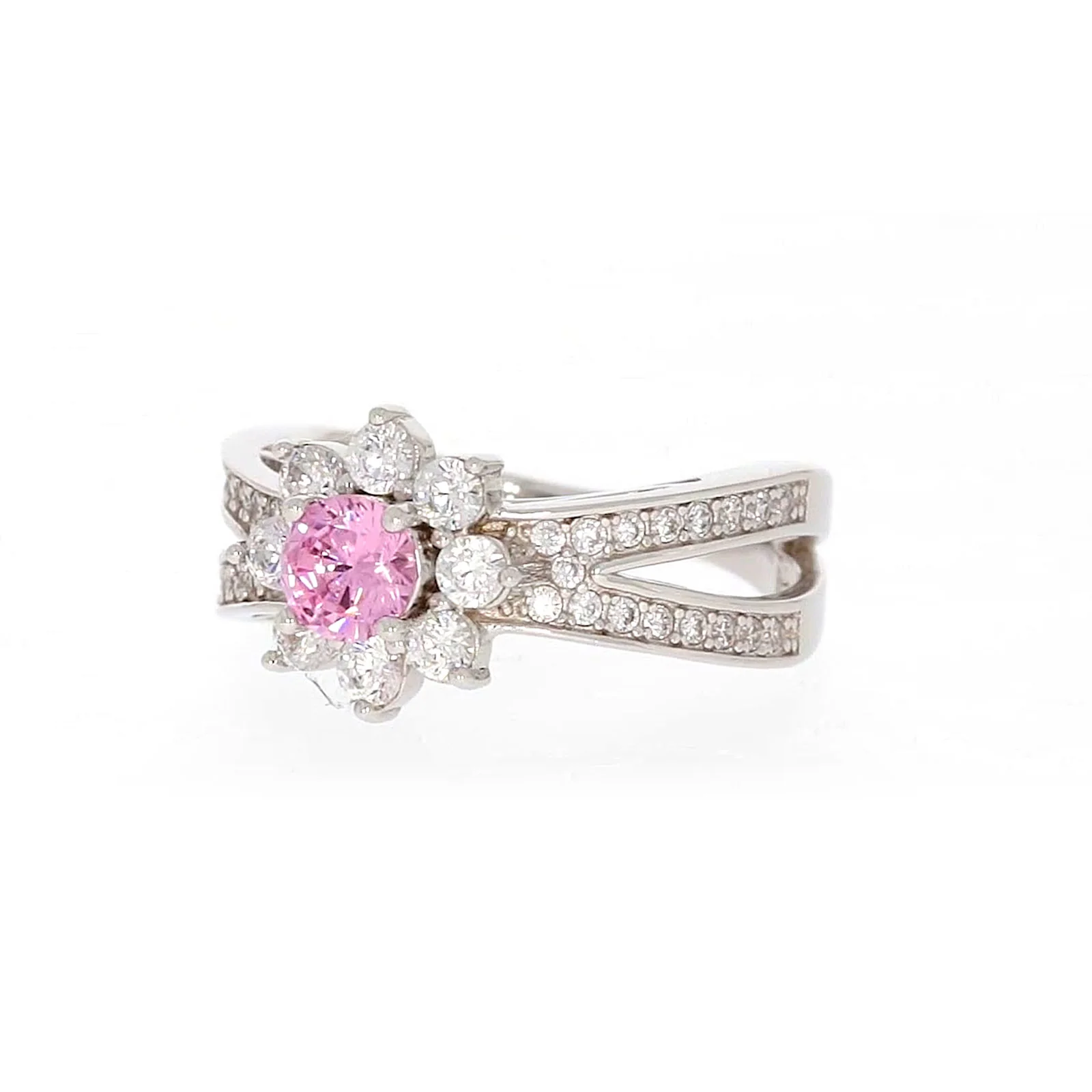 Sterling Silver Pink Cubic Zirconia Ring - Image 7
