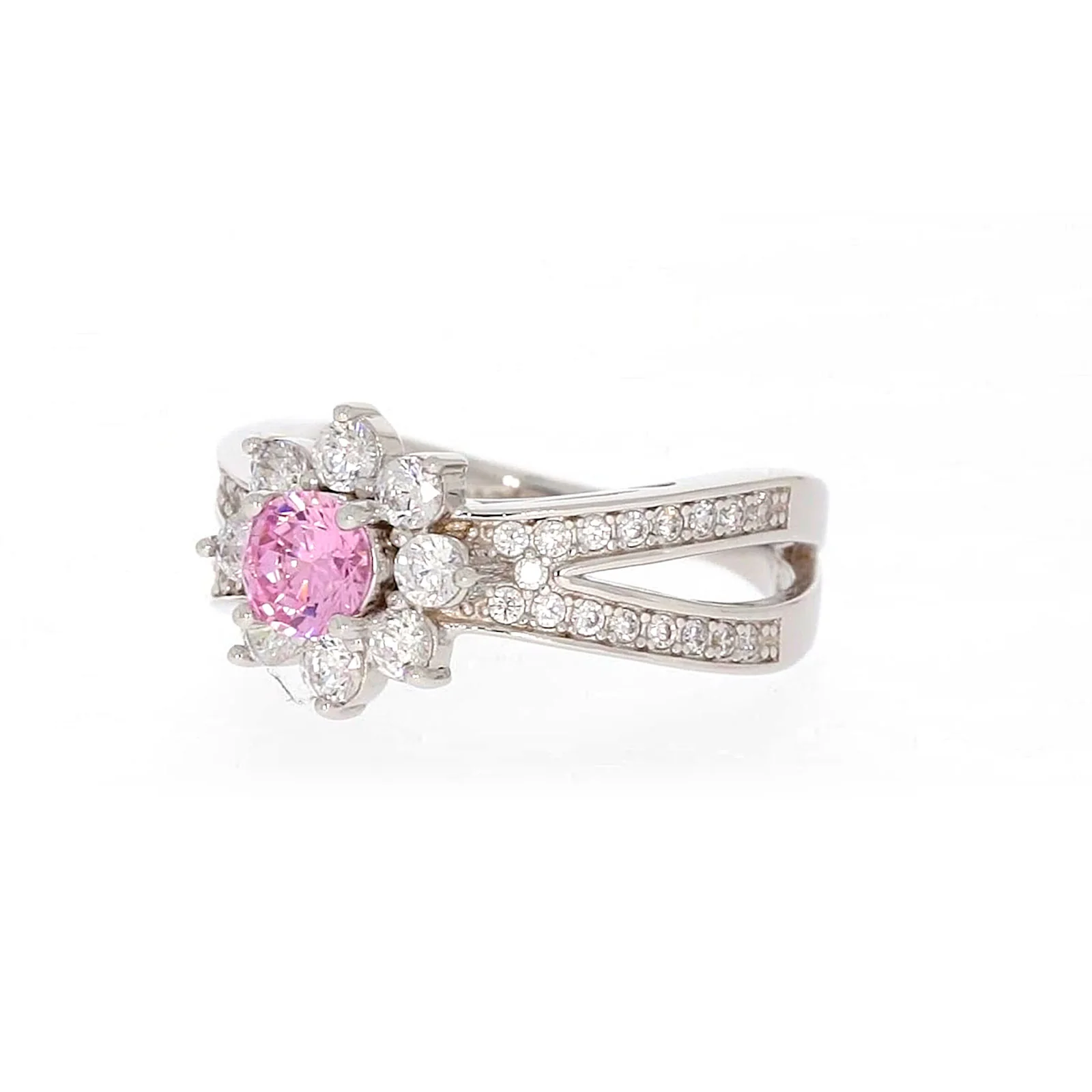 Sterling Silver Pink Cubic Zirconia Ring - Image 8