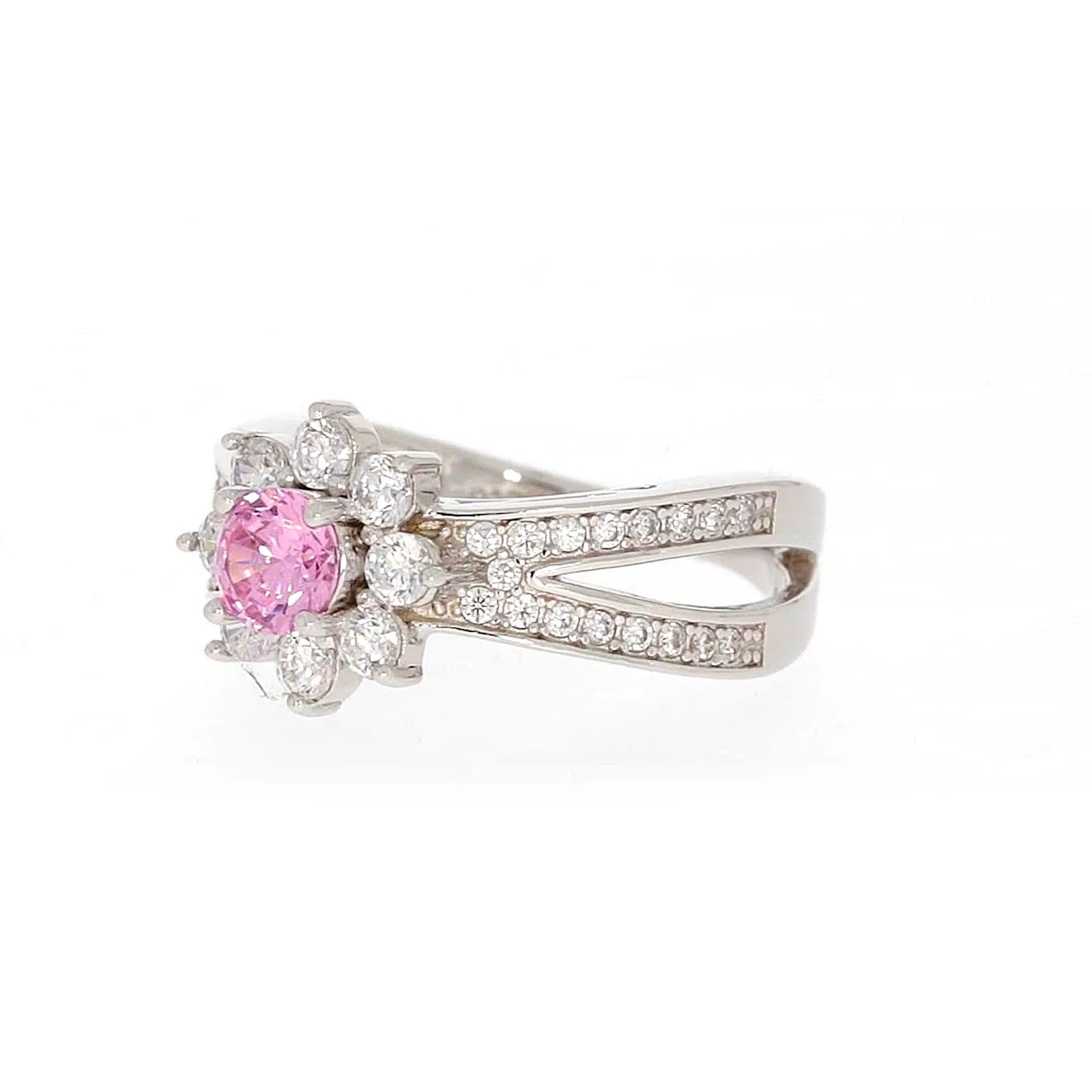 Sterling Silver Pink Cubic Zirconia Ring - Image 9