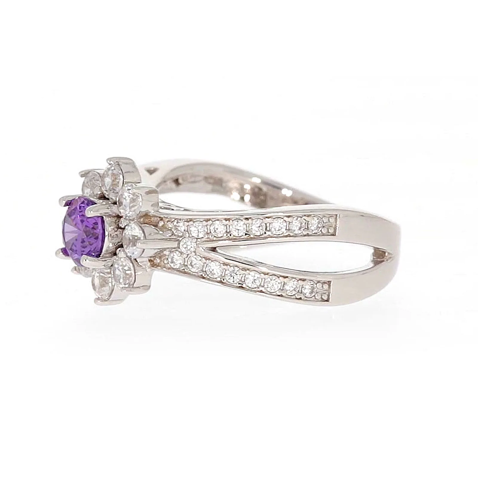 Sterling Silver Purple Cubic Zirconia Ring - Image 13