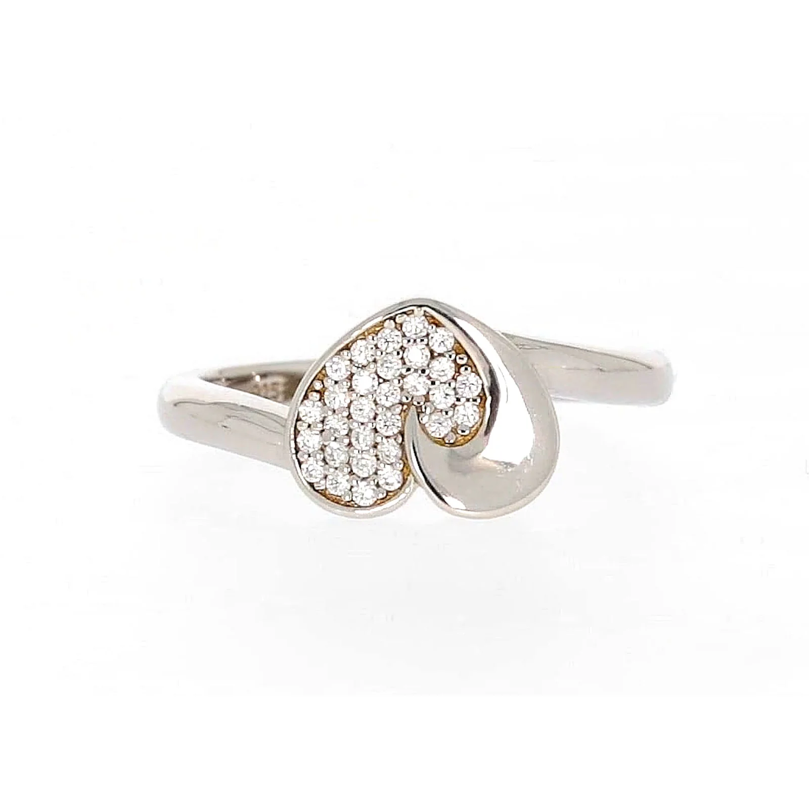 Sterling Silver Cubiz Zirconia Heart Ring - Image 75