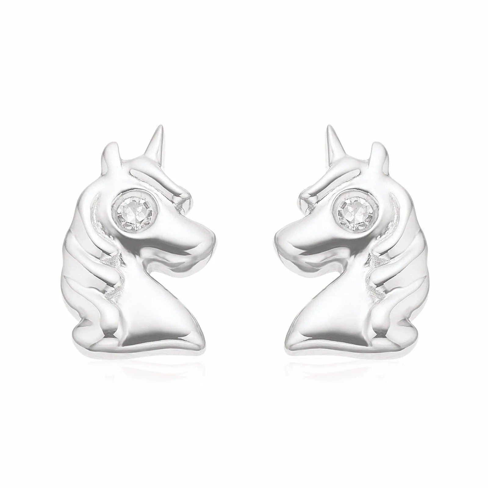 My First Diamond Kids Sterling Silver Unicorn Stud Earrings