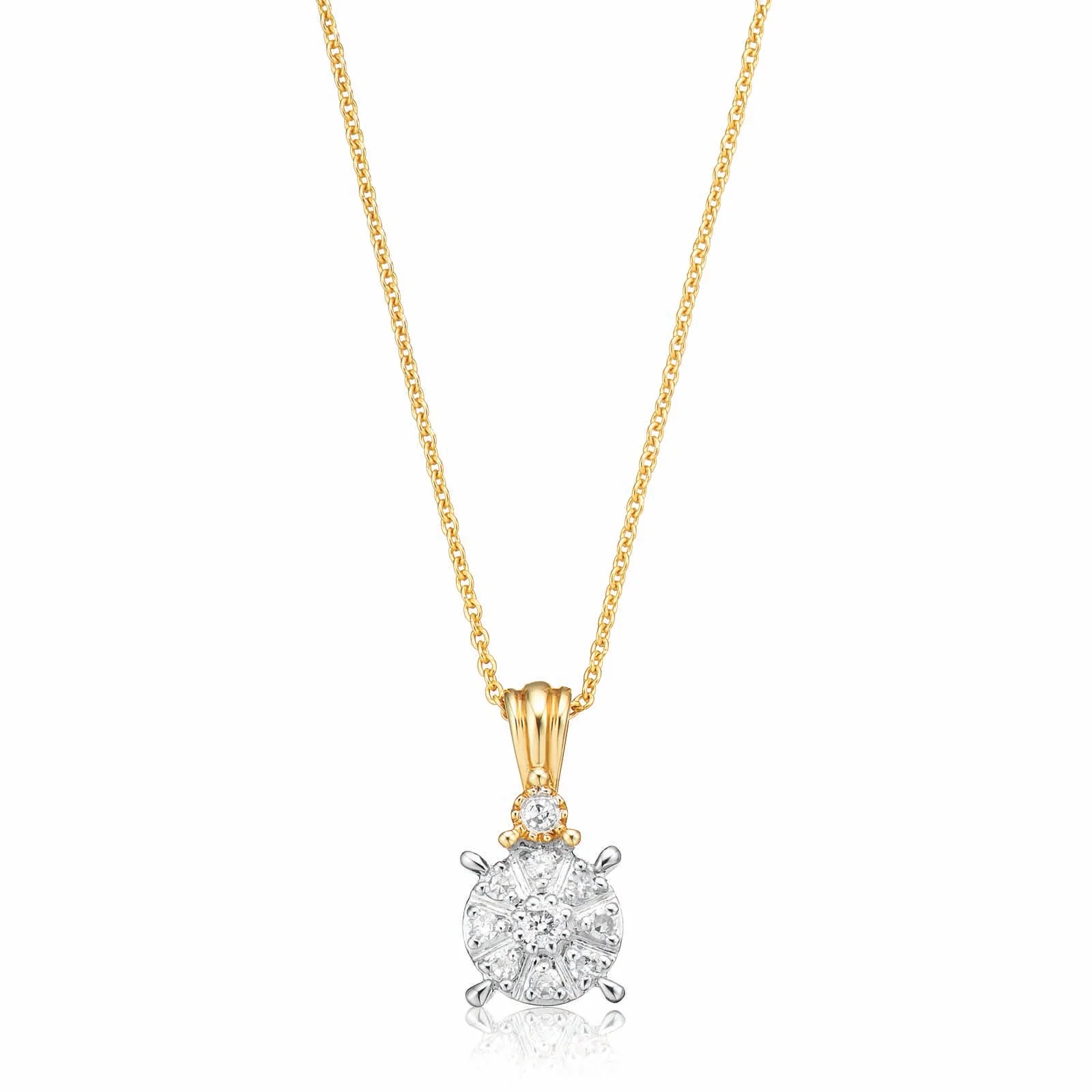 9ct Yellow Gold Round Brilliant Cut 0.10 CARAT tw of Diamonds Pendant