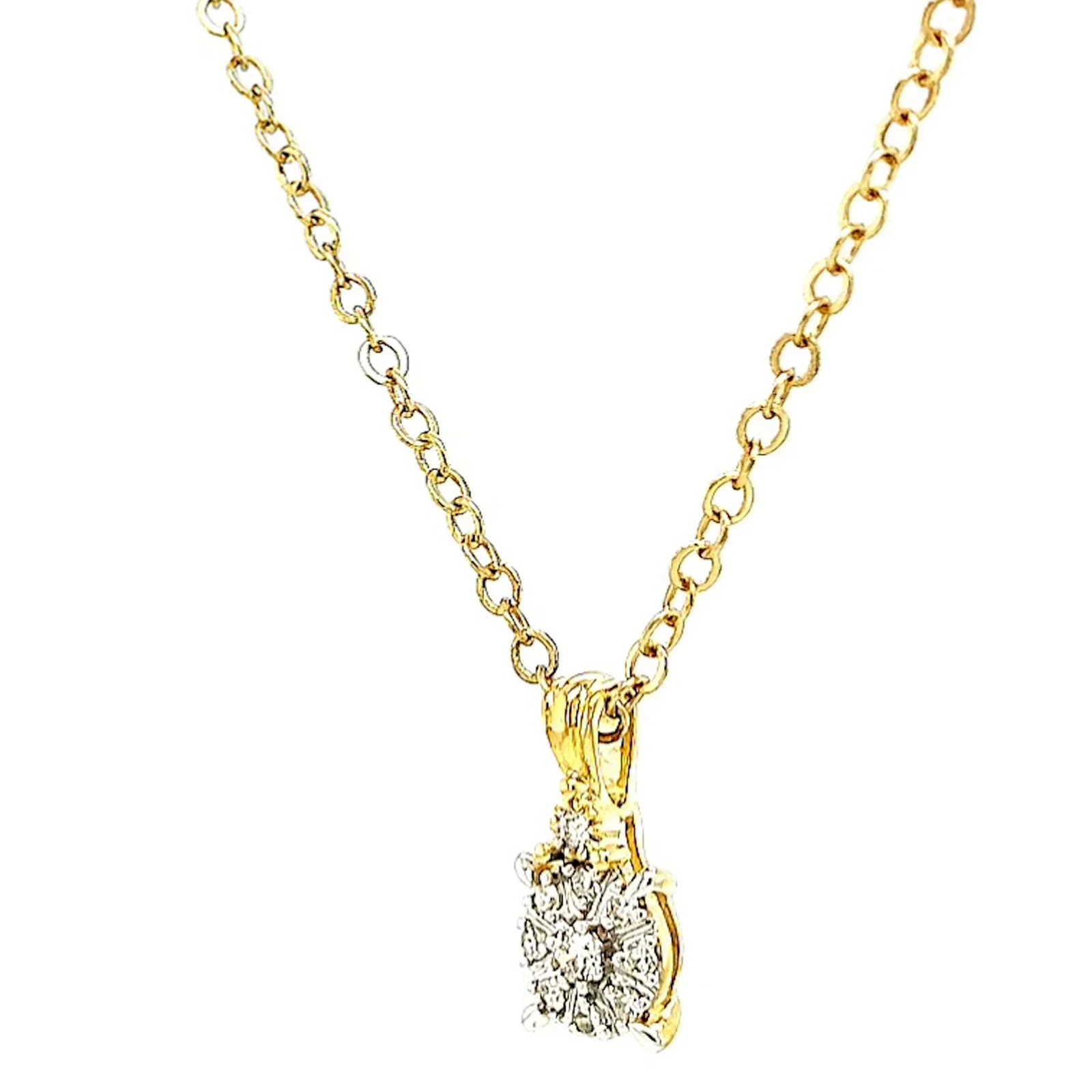 9ct Yellow Gold Round Brilliant Cut 0.10 CARAT tw of Diamonds Pendant - Image 10