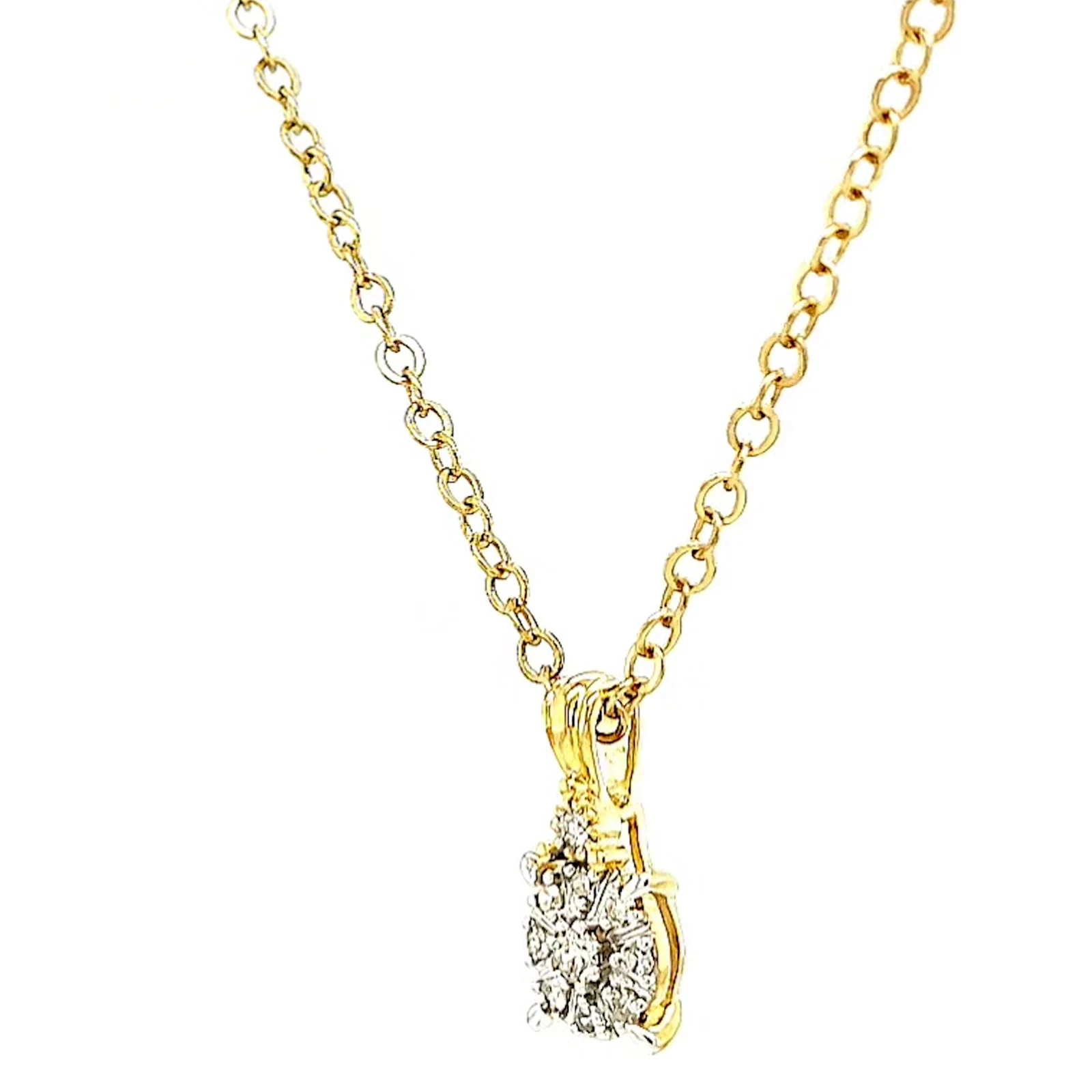 9ct Yellow Gold Round Brilliant Cut 0.10 CARAT tw of Diamonds Pendant - Image 11