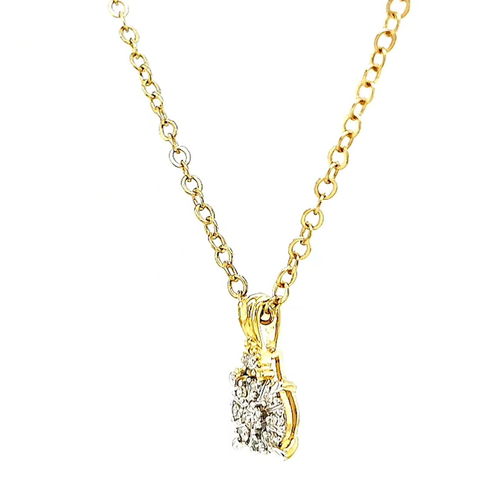 9ct Yellow Gold Round Brilliant Cut 0.10 CARAT tw of Diamonds Pendant - Image 12