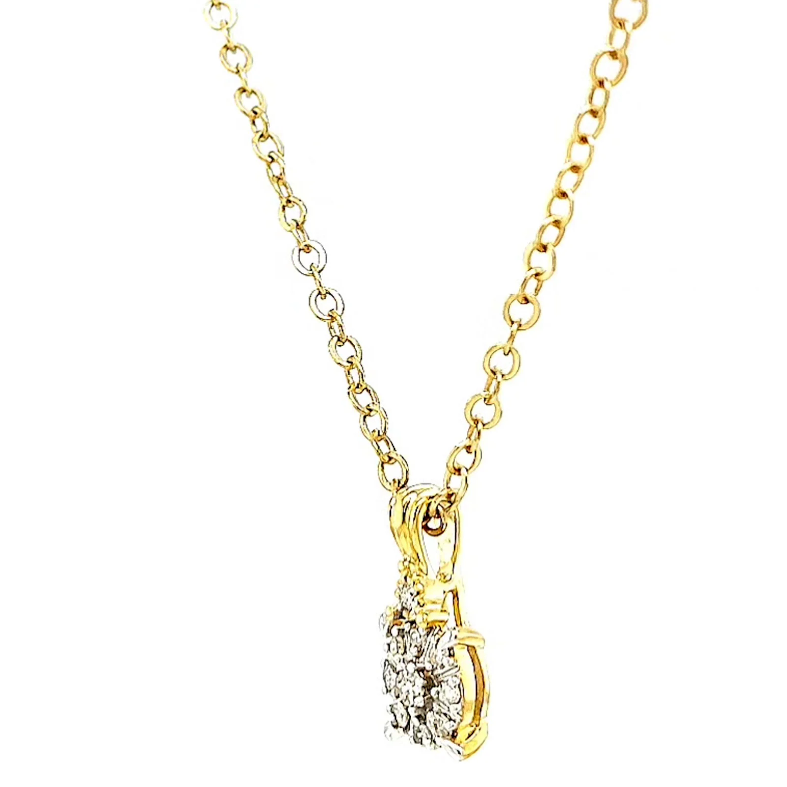 9ct Yellow Gold Round Brilliant Cut 0.10 CARAT tw of Diamonds Pendant - Image 13