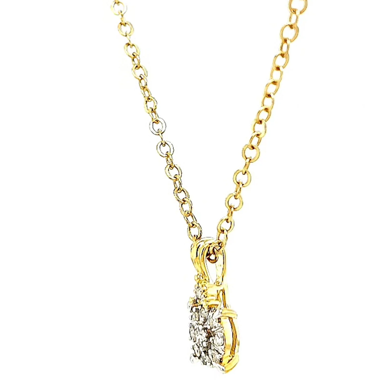 9ct Yellow Gold Round Brilliant Cut 0.10 CARAT tw of Diamonds Pendant - Image 14
