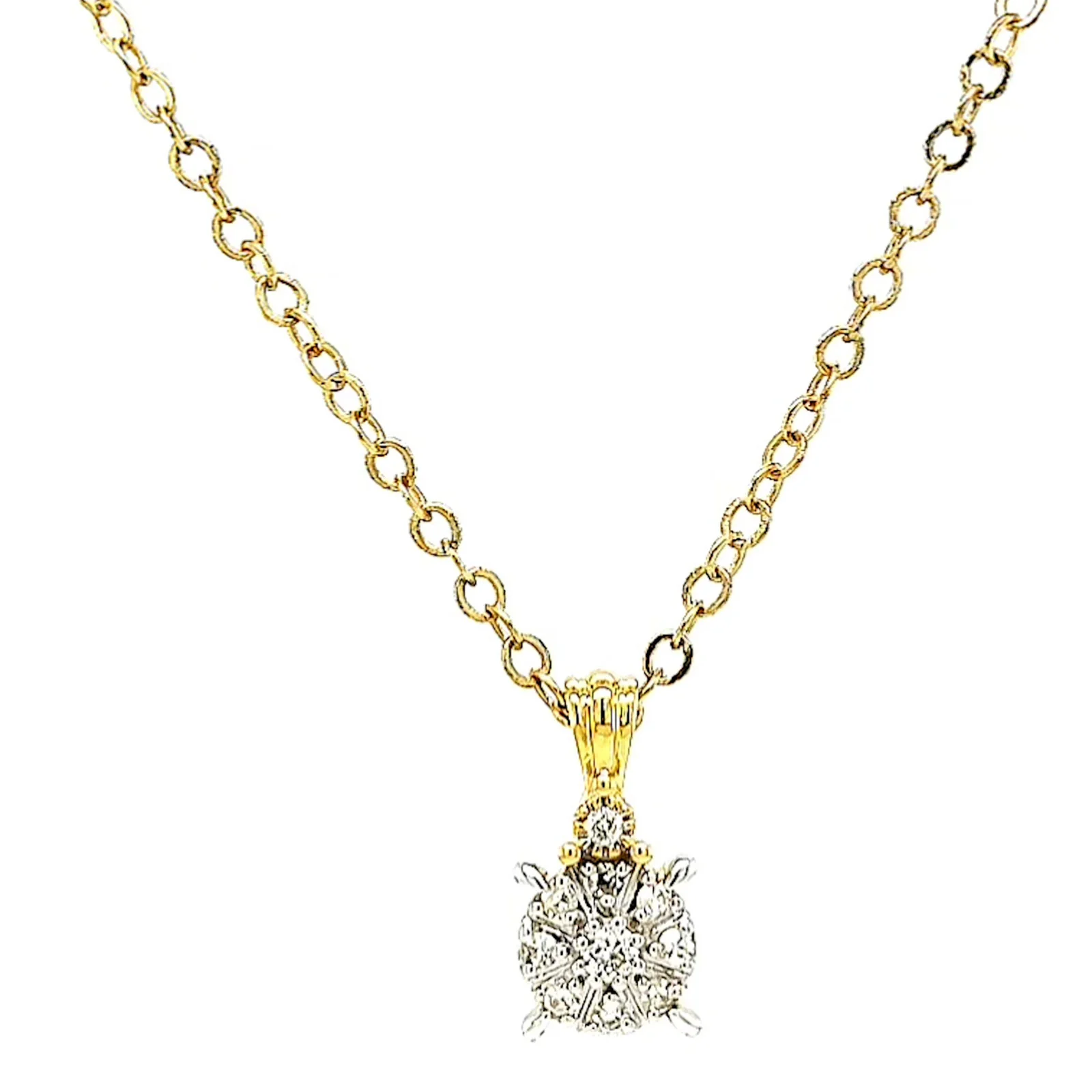 9ct Yellow Gold Round Brilliant Cut 0.10 CARAT tw of Diamonds Pendant - Image 2