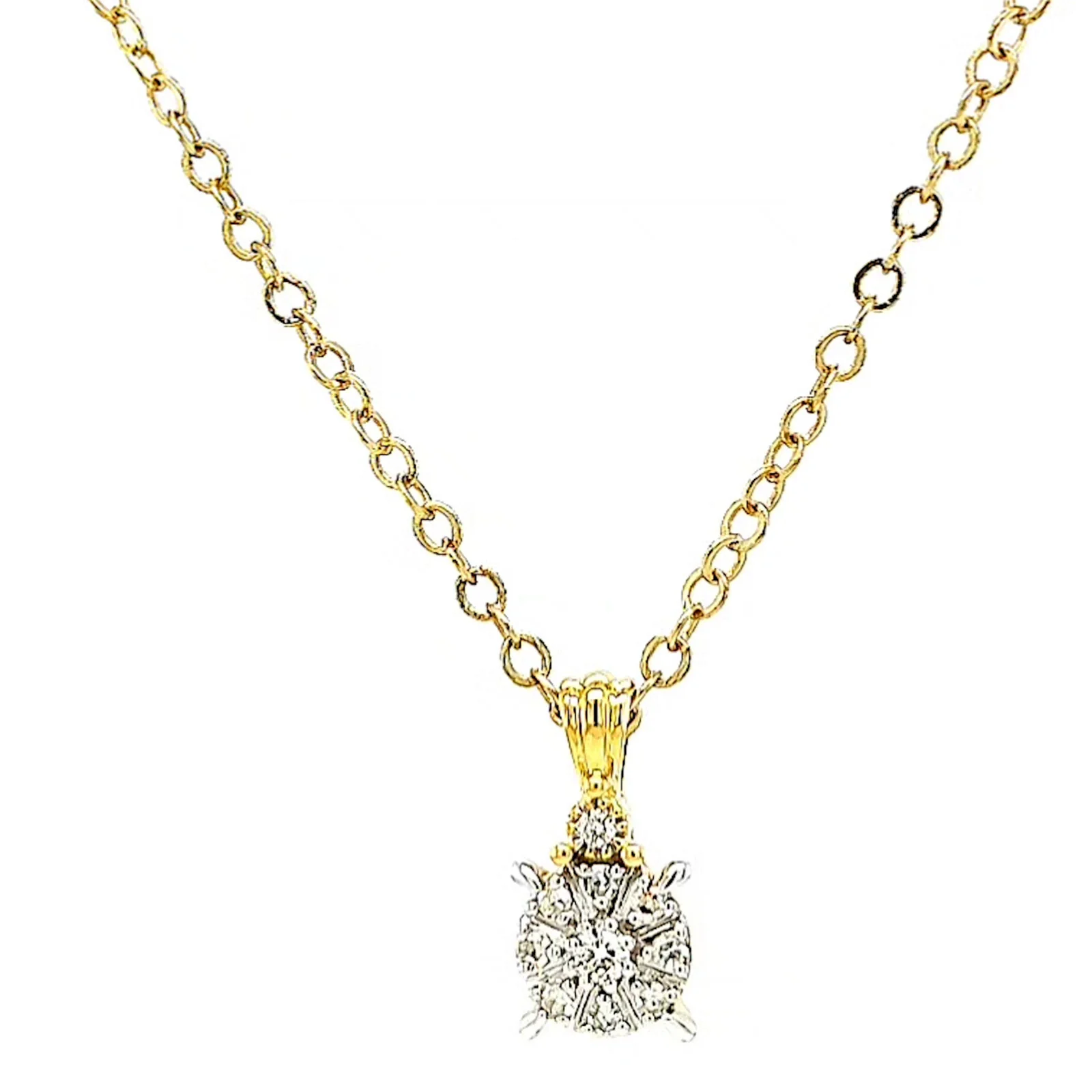 9ct Yellow Gold Round Brilliant Cut 0.10 CARAT tw of Diamonds Pendant - Image 4