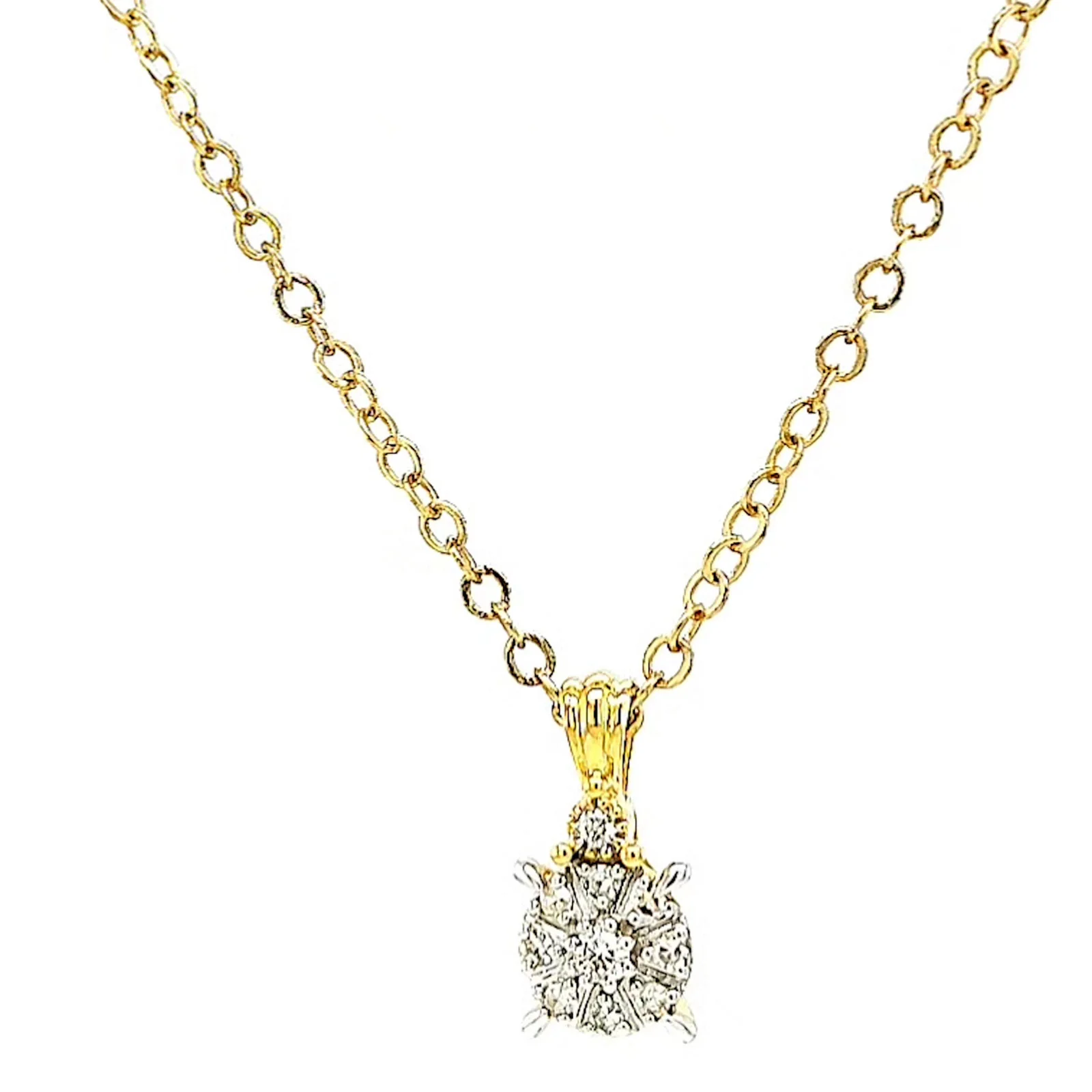 9ct Yellow Gold Round Brilliant Cut 0.10 CARAT tw of Diamonds Pendant - Image 5