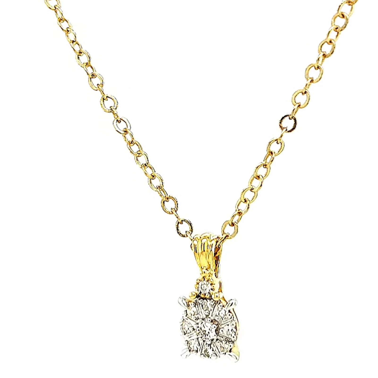 9ct Yellow Gold Round Brilliant Cut 0.10 CARAT tw of Diamonds Pendant - Image 7