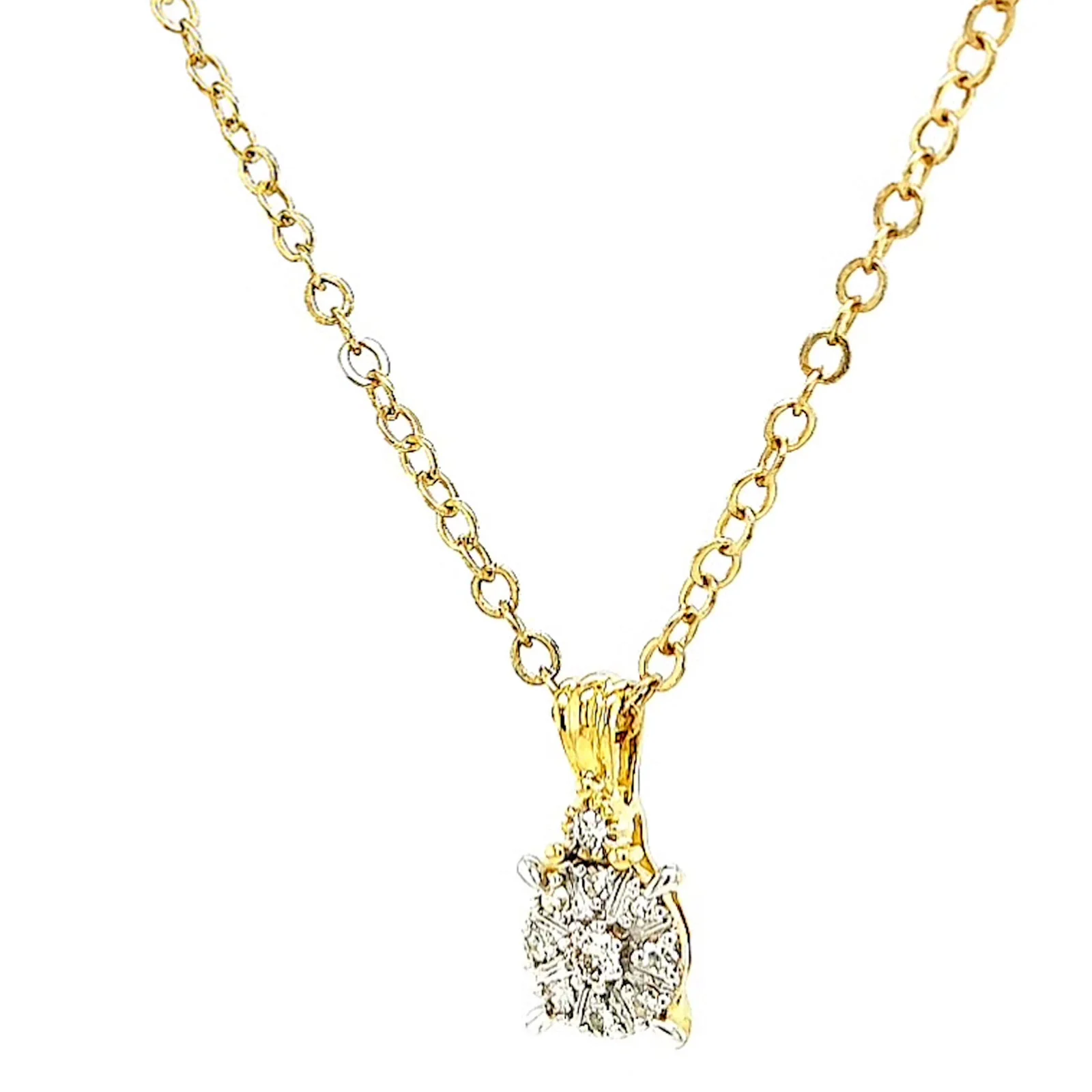 9ct Yellow Gold Round Brilliant Cut 0.10 CARAT tw of Diamonds Pendant - Image 8