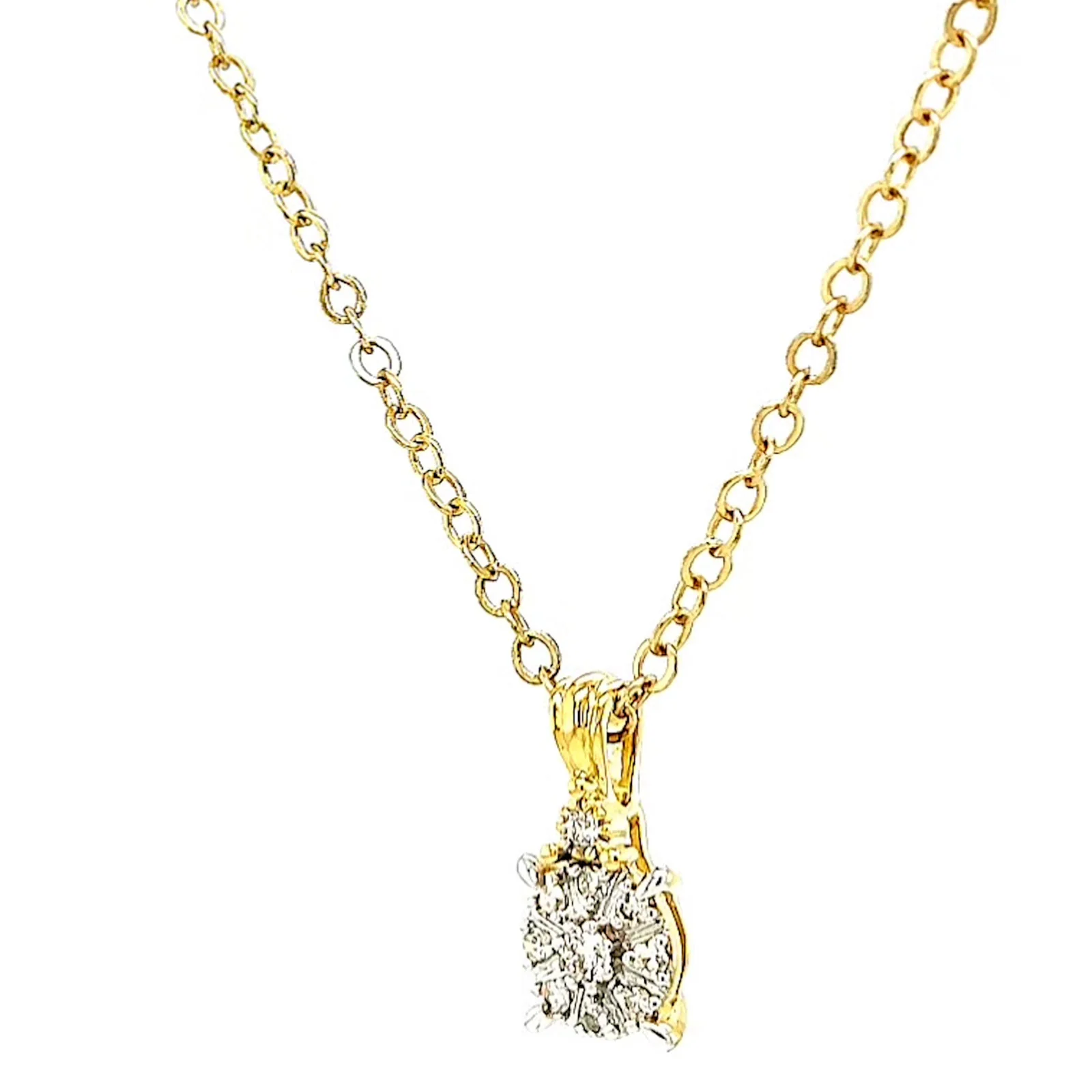 9ct Yellow Gold Round Brilliant Cut 0.10 CARAT tw of Diamonds Pendant - Image 9