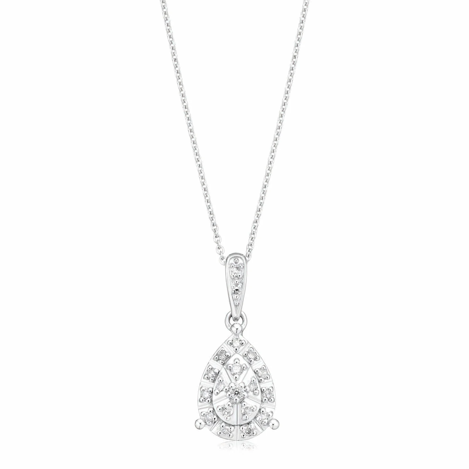 9ct White Gold Round Brilliant Cut 0.10 CARAT tw of Diamonds Pendant