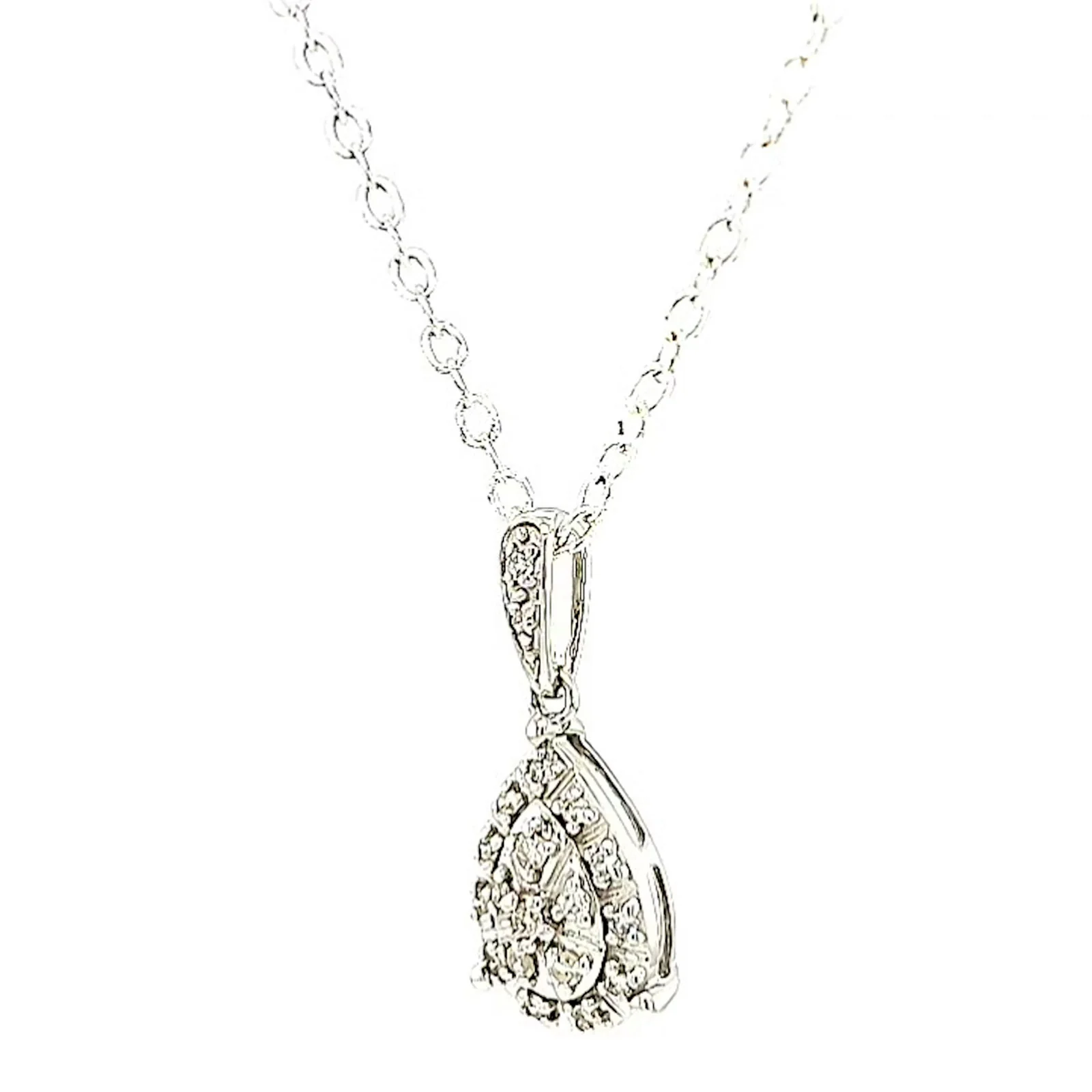 9ct White Gold Round Brilliant Cut 0.10 CARAT tw of Diamonds Pendant - Image 11