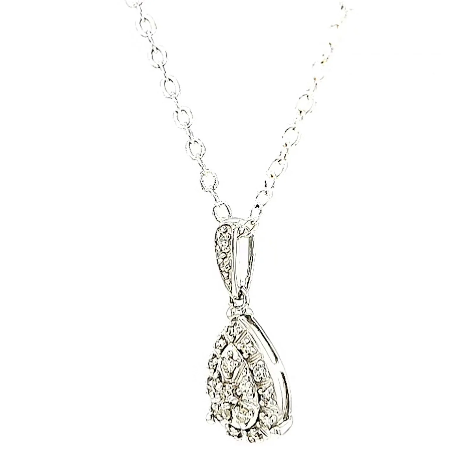 9ct White Gold Round Brilliant Cut 0.10 CARAT tw of Diamonds Pendant - Image 12