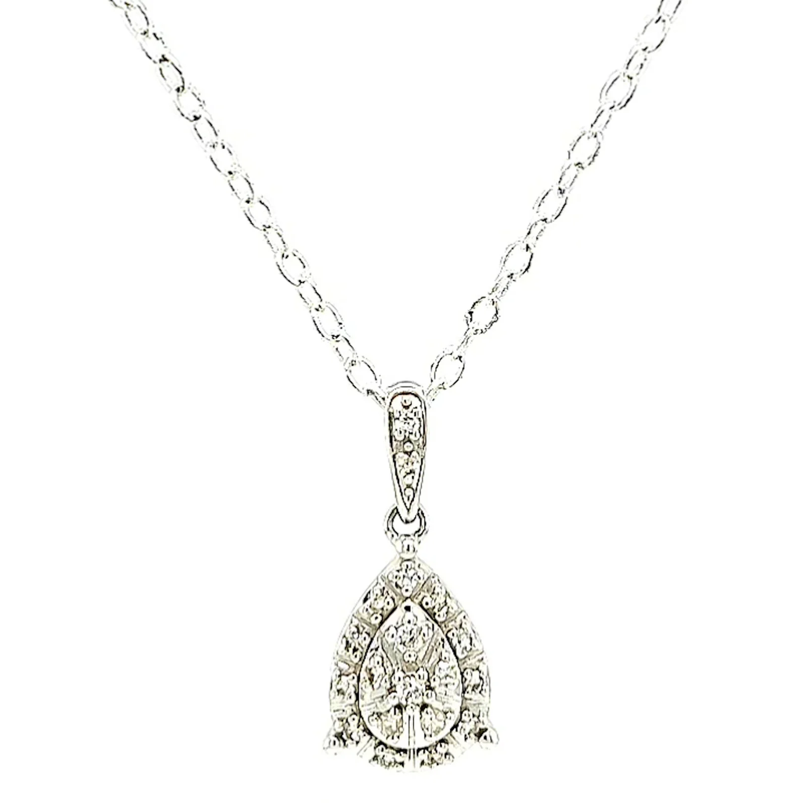 9ct White Gold Round Brilliant Cut 0.10 CARAT tw of Diamonds Pendant - Image 2