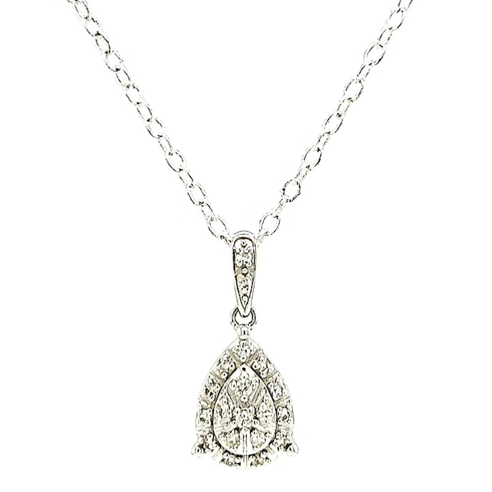9ct White Gold Round Brilliant Cut 0.10 CARAT tw of Diamonds Pendant - Image 3