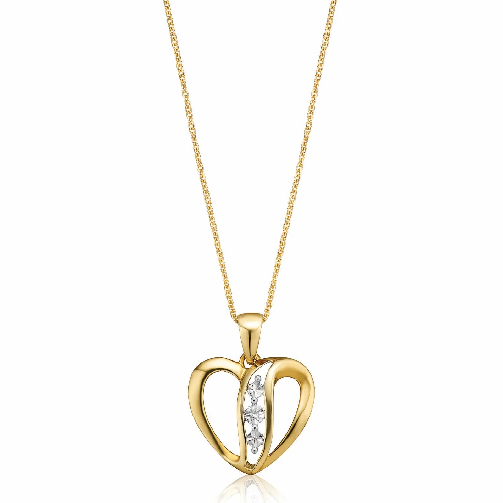 9ct Yellow Gold Round Brilliant Cut Diamond Set Pendant