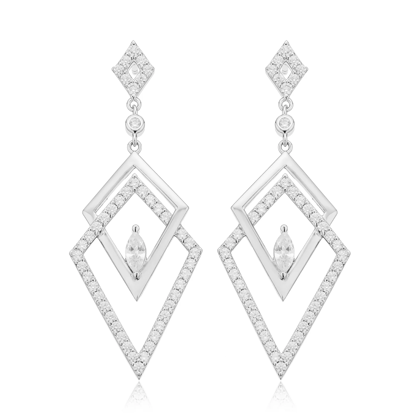 Sterling Silver Cubic Zirconia Chandelier Drop Earrings