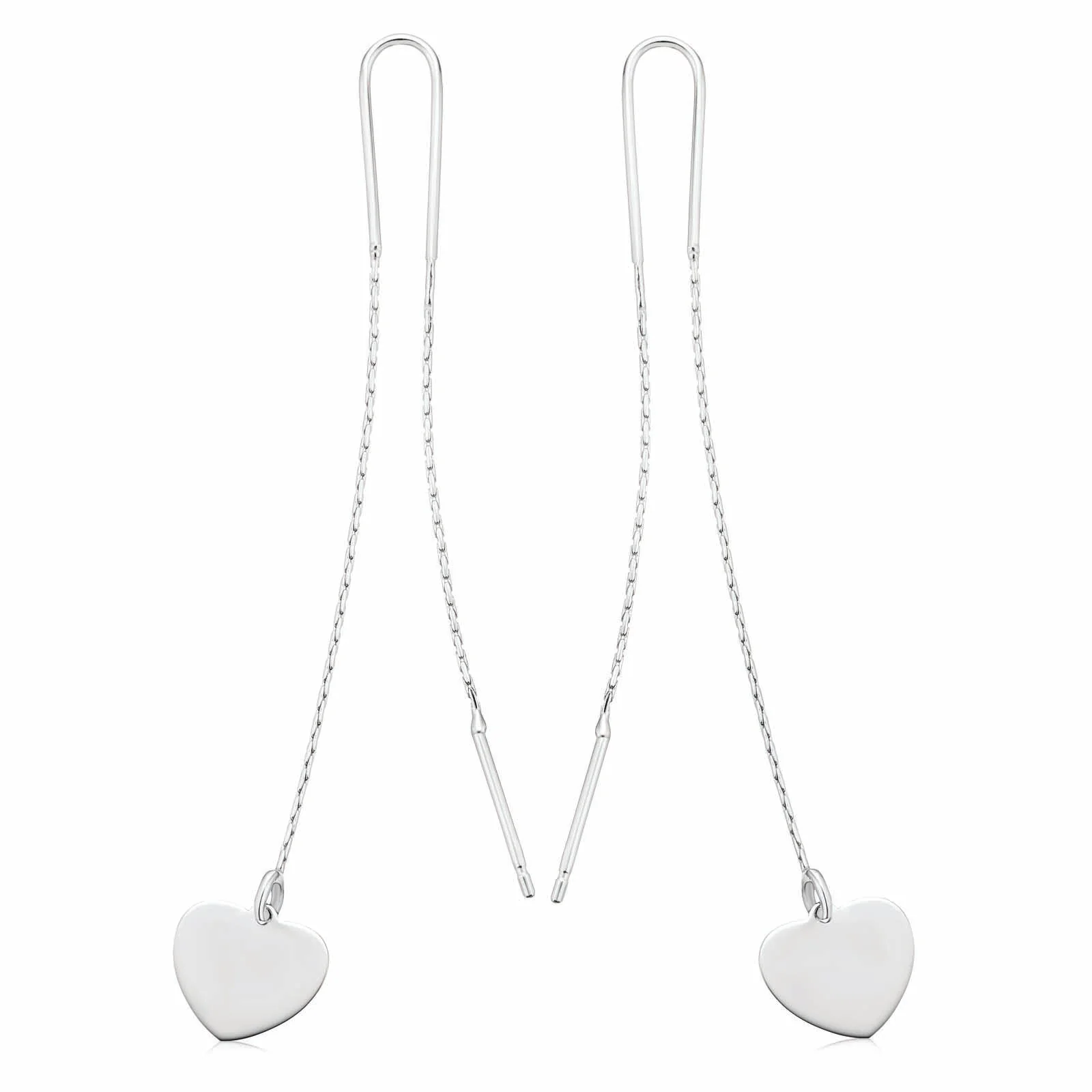 Sterling Silver Heart Threader Earrings