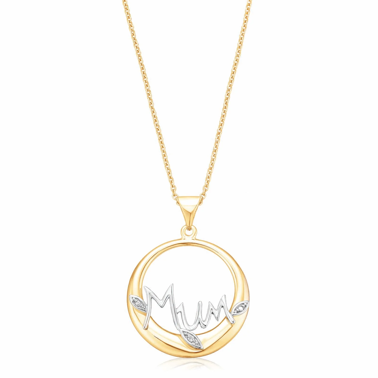 9ct Yellow Gold Diamond Set Mum Pendant
