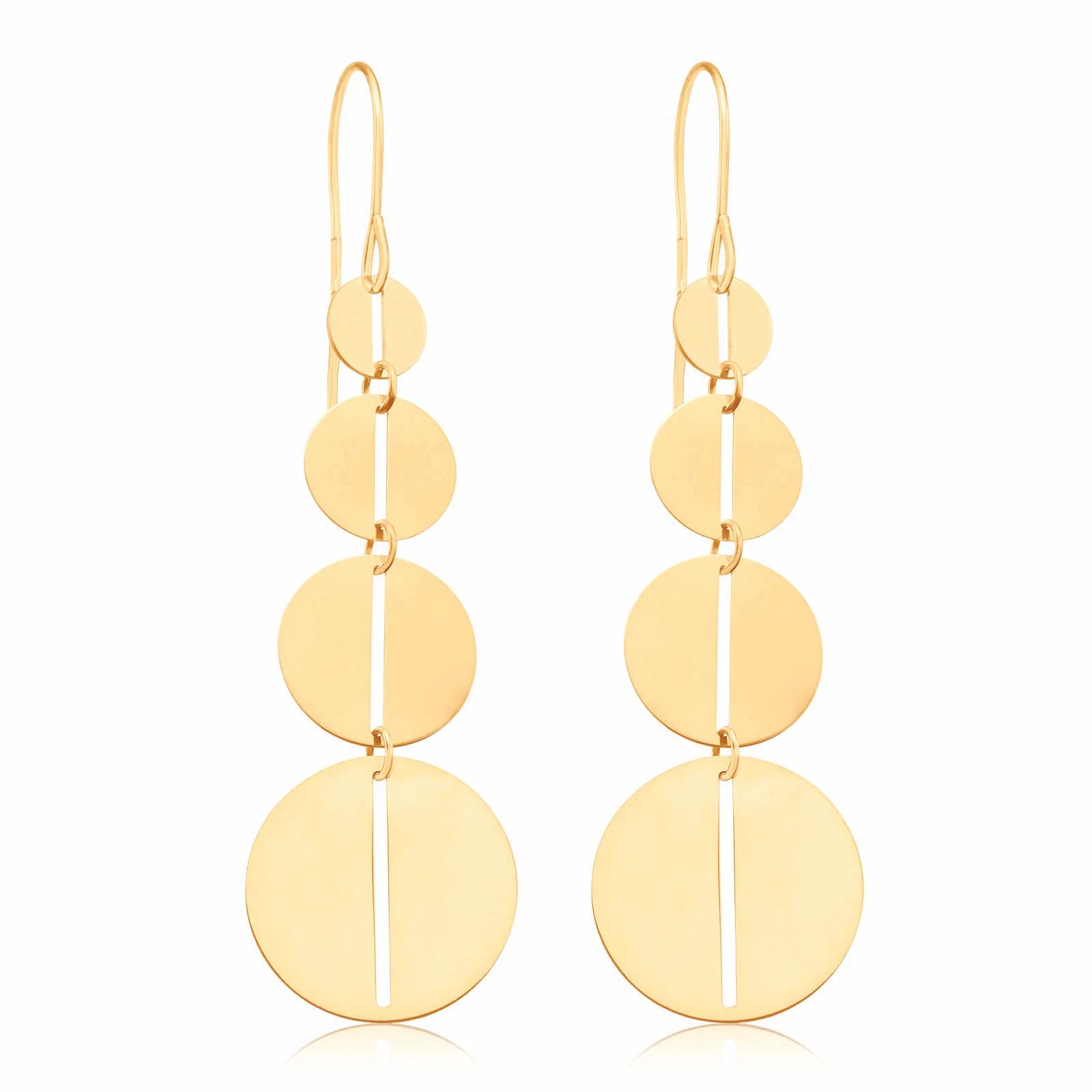 9ct Yellow Gold Circle Drop Earrings