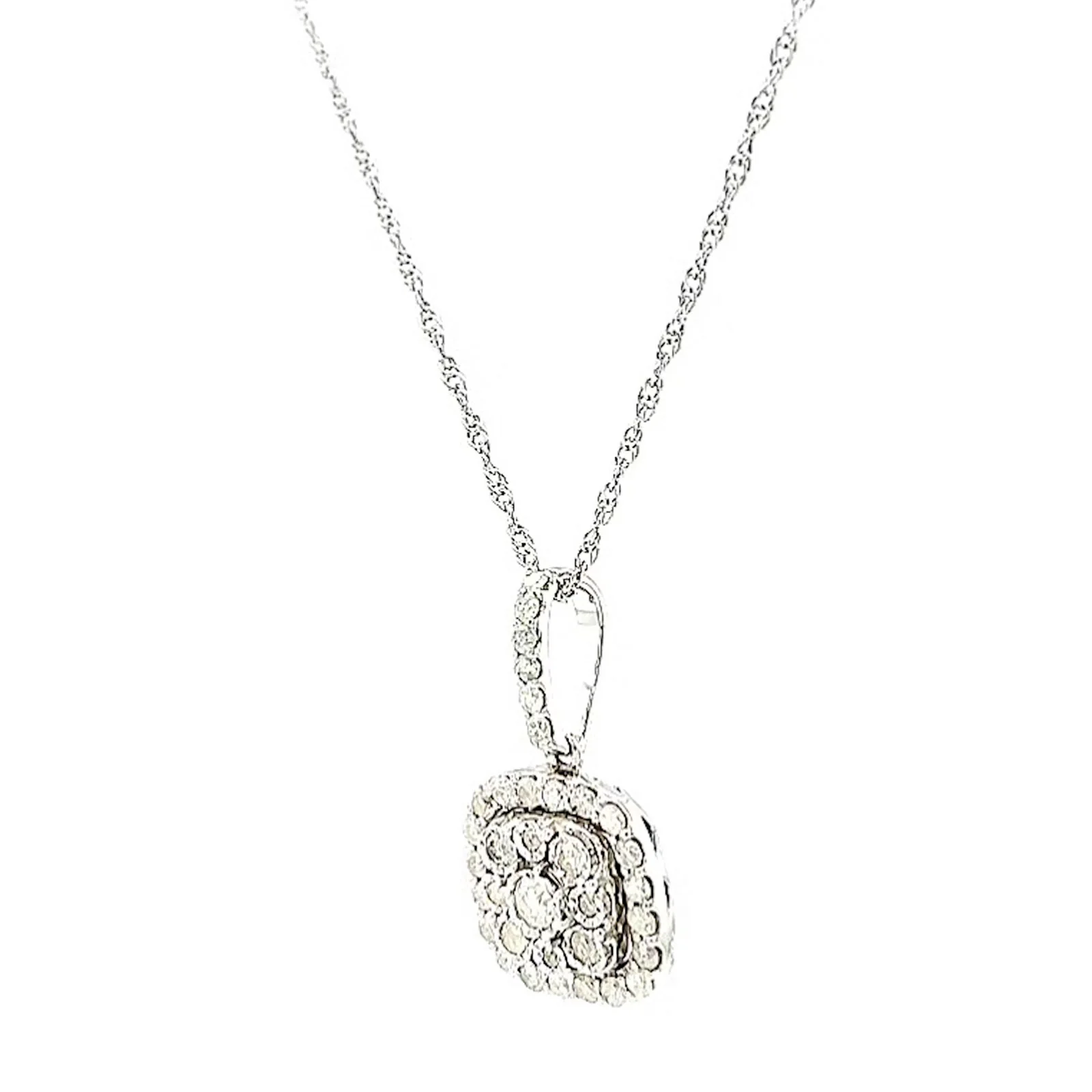 Sterling Silver Round Brilliant Cut 1/2 CARAT tw of Diamonds Pendant - Image 10