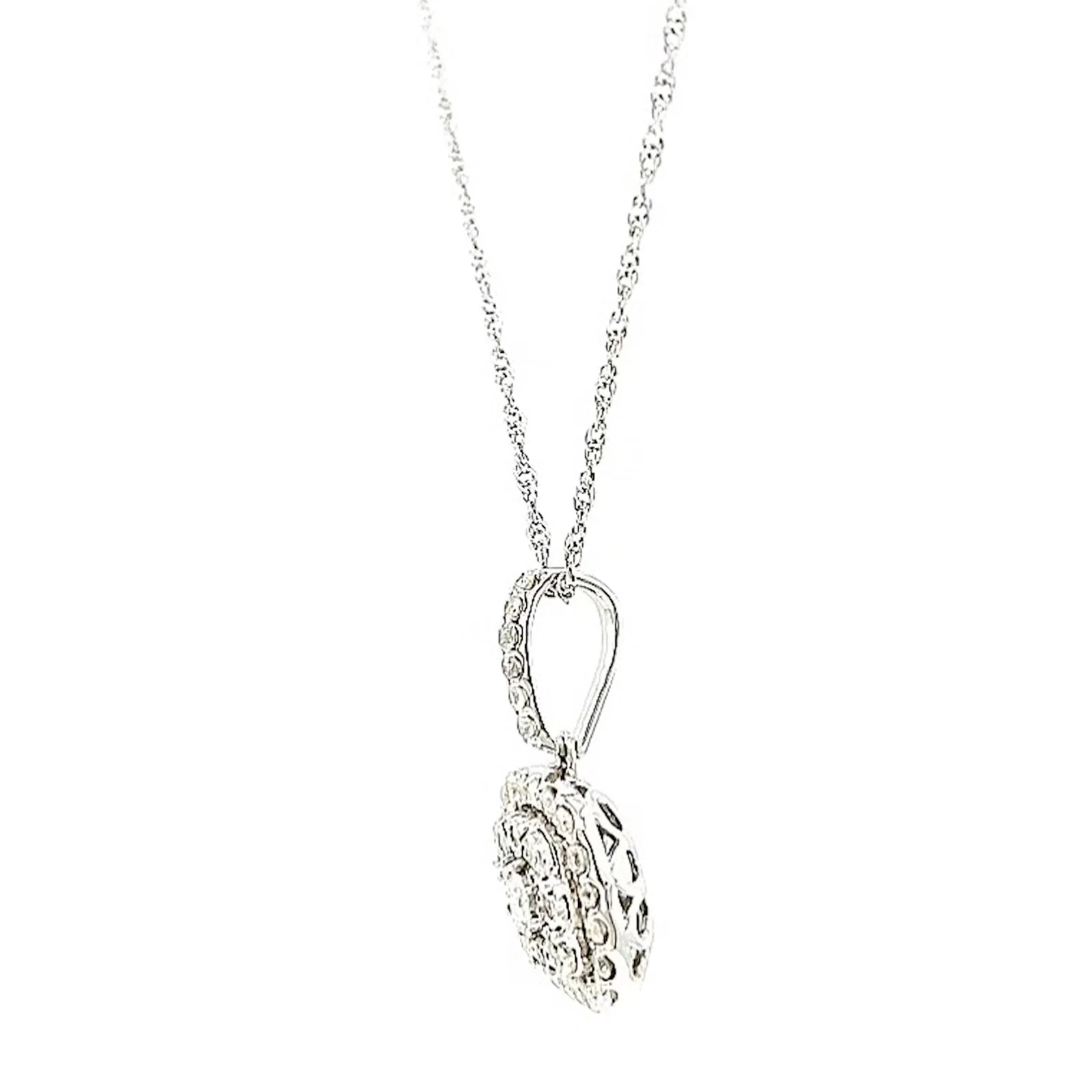 Sterling Silver Round Brilliant Cut 1/2 CARAT tw of Diamonds Pendant - Image 16