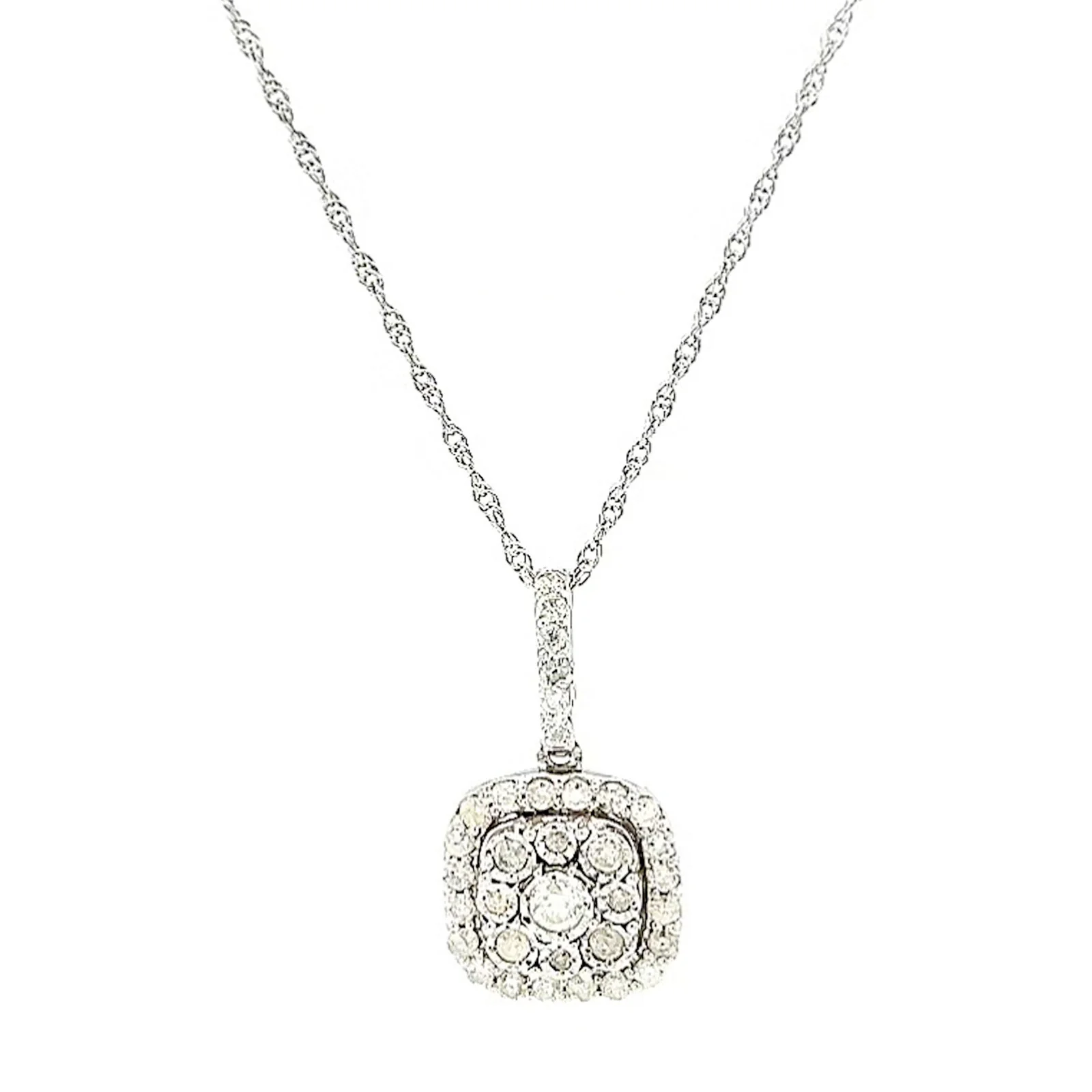Sterling Silver Round Brilliant Cut 1/2 CARAT tw of Diamonds Pendant - Image 3
