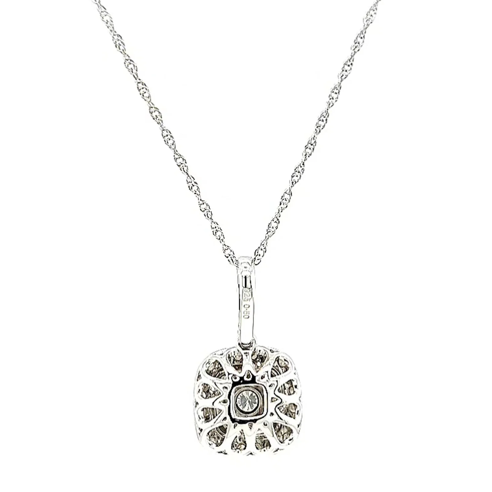 Sterling Silver Round Brilliant Cut 1/2 CARAT tw of Diamonds Pendant - Image 38