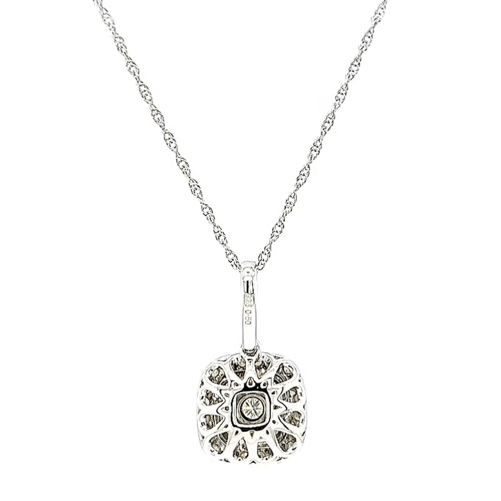Sterling Silver Round Brilliant Cut 1/2 CARAT tw of Diamonds Pendant - Image 39
