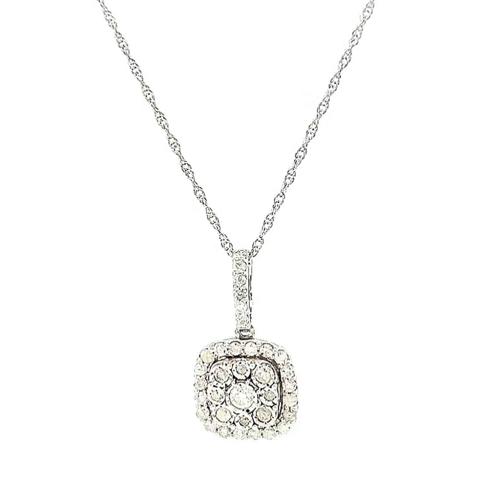 Sterling Silver Round Brilliant Cut 1/2 CARAT tw of Diamonds Pendant - Image 4
