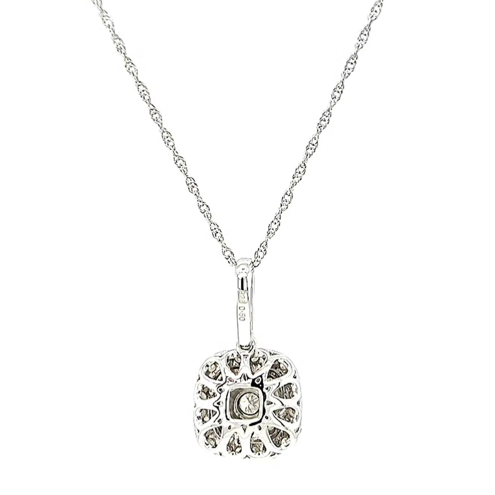 Sterling Silver Round Brilliant Cut 1/2 CARAT tw of Diamonds Pendant - Image 40
