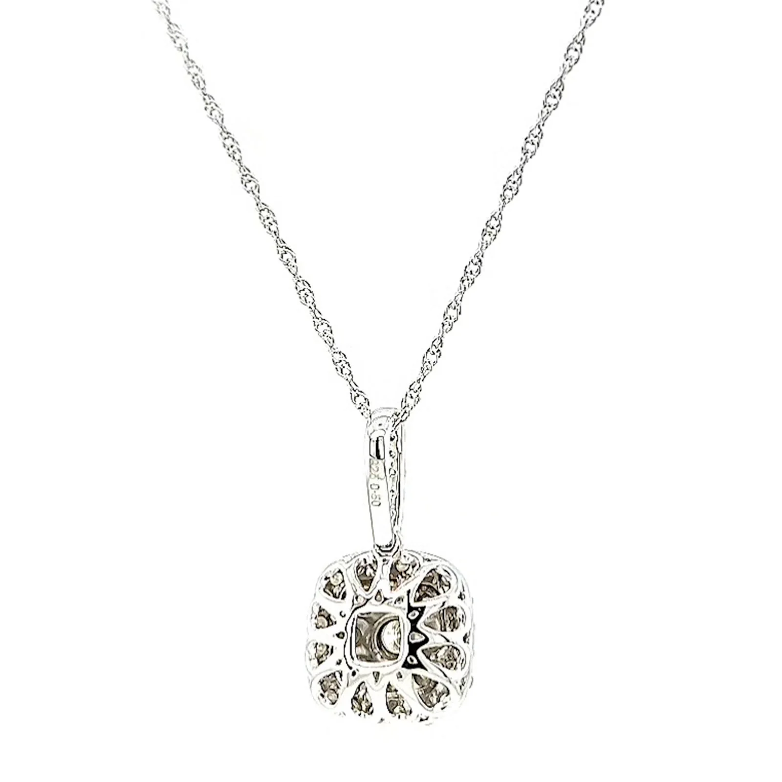 Sterling Silver Round Brilliant Cut 1/2 CARAT tw of Diamonds Pendant - Image 42