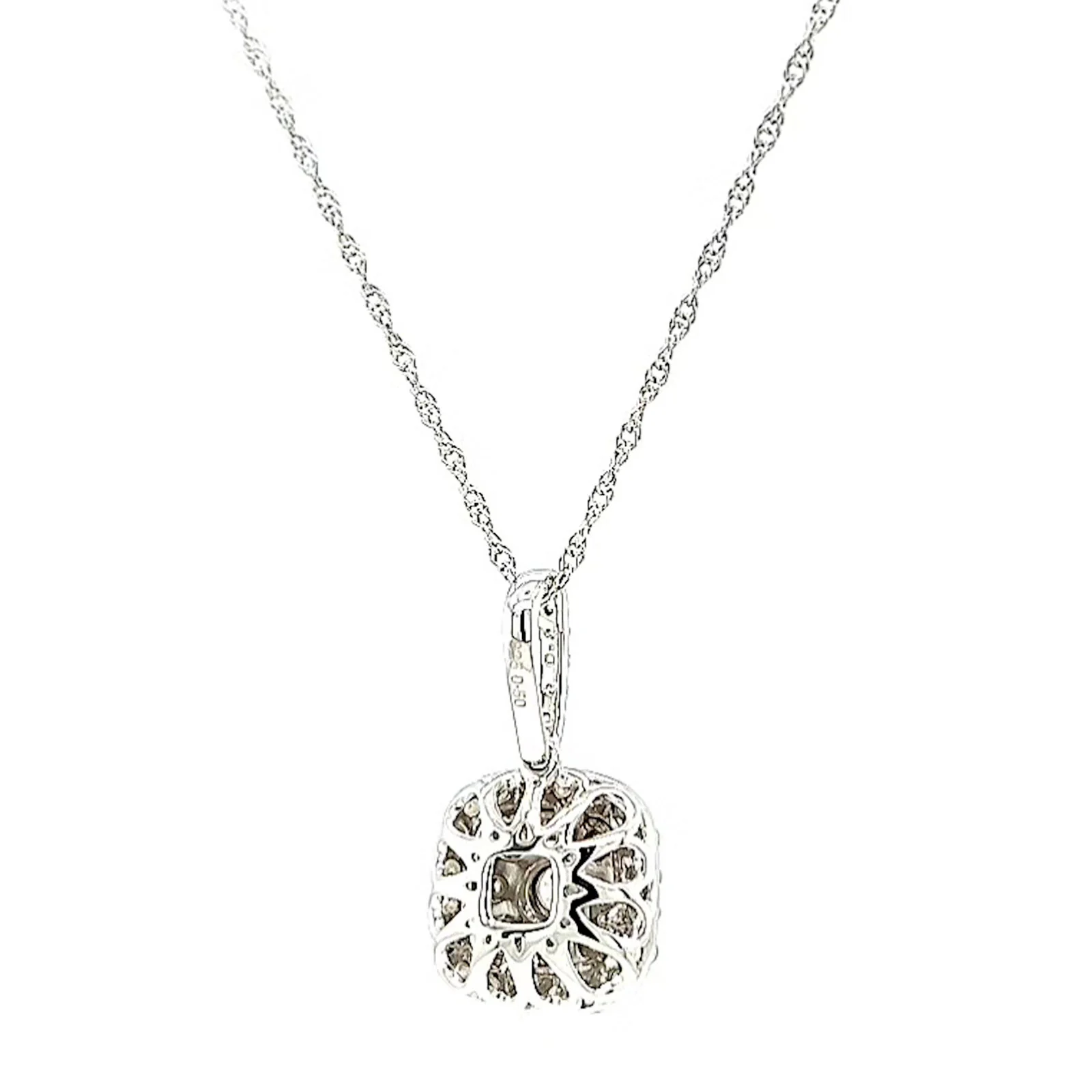 Sterling Silver Round Brilliant Cut 1/2 CARAT tw of Diamonds Pendant - Image 43