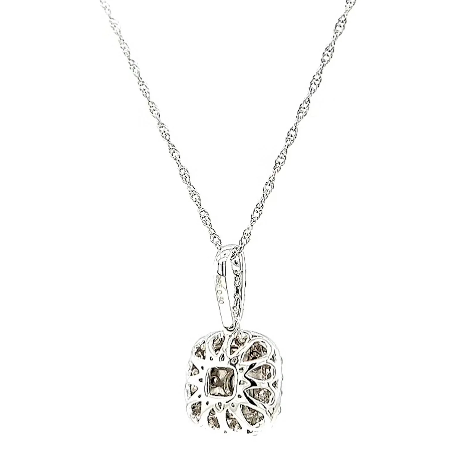 Sterling Silver Round Brilliant Cut 1/2 CARAT tw of Diamonds Pendant - Image 44