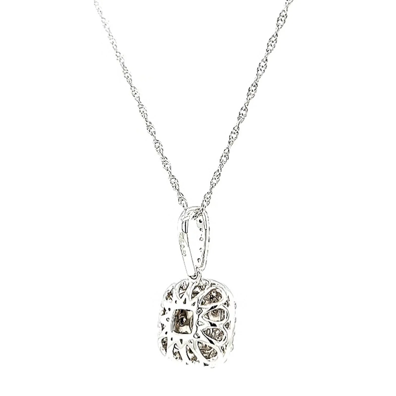 Sterling Silver Round Brilliant Cut 1/2 CARAT tw of Diamonds Pendant - Image 46