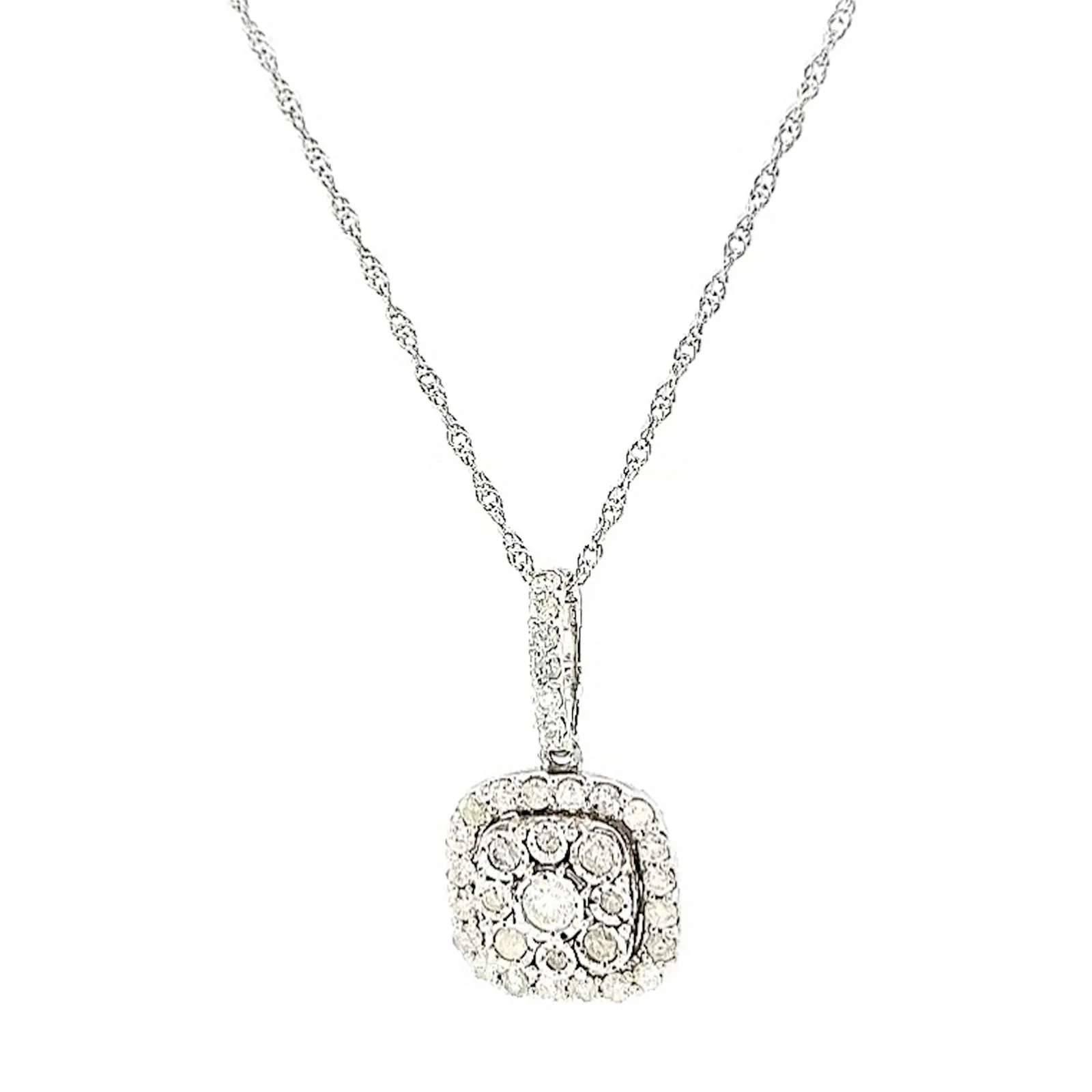 Sterling Silver Round Brilliant Cut 1/2 CARAT tw of Diamonds Pendant - Image 5