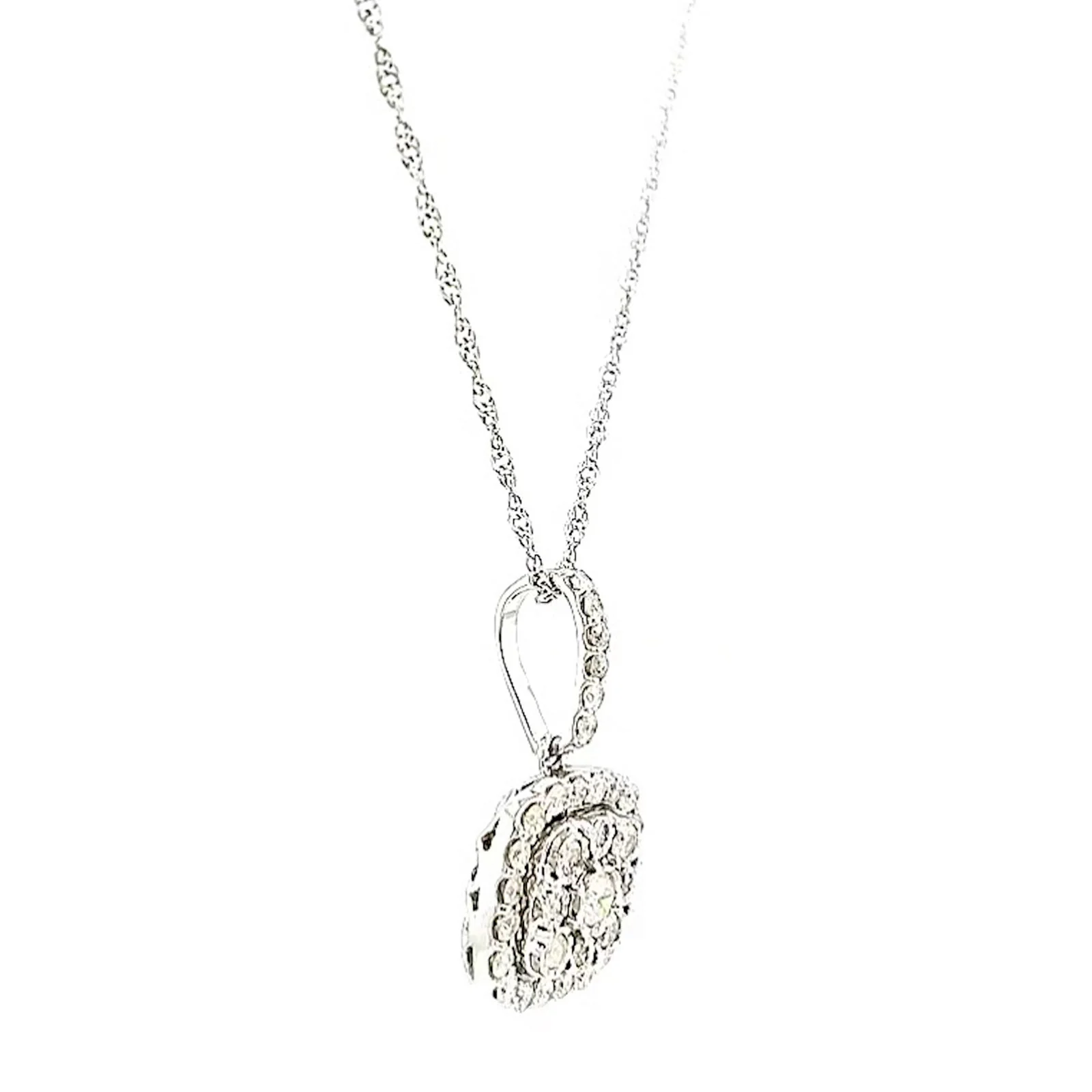 Sterling Silver Round Brilliant Cut 1/2 CARAT tw of Diamonds Pendant - Image 64
